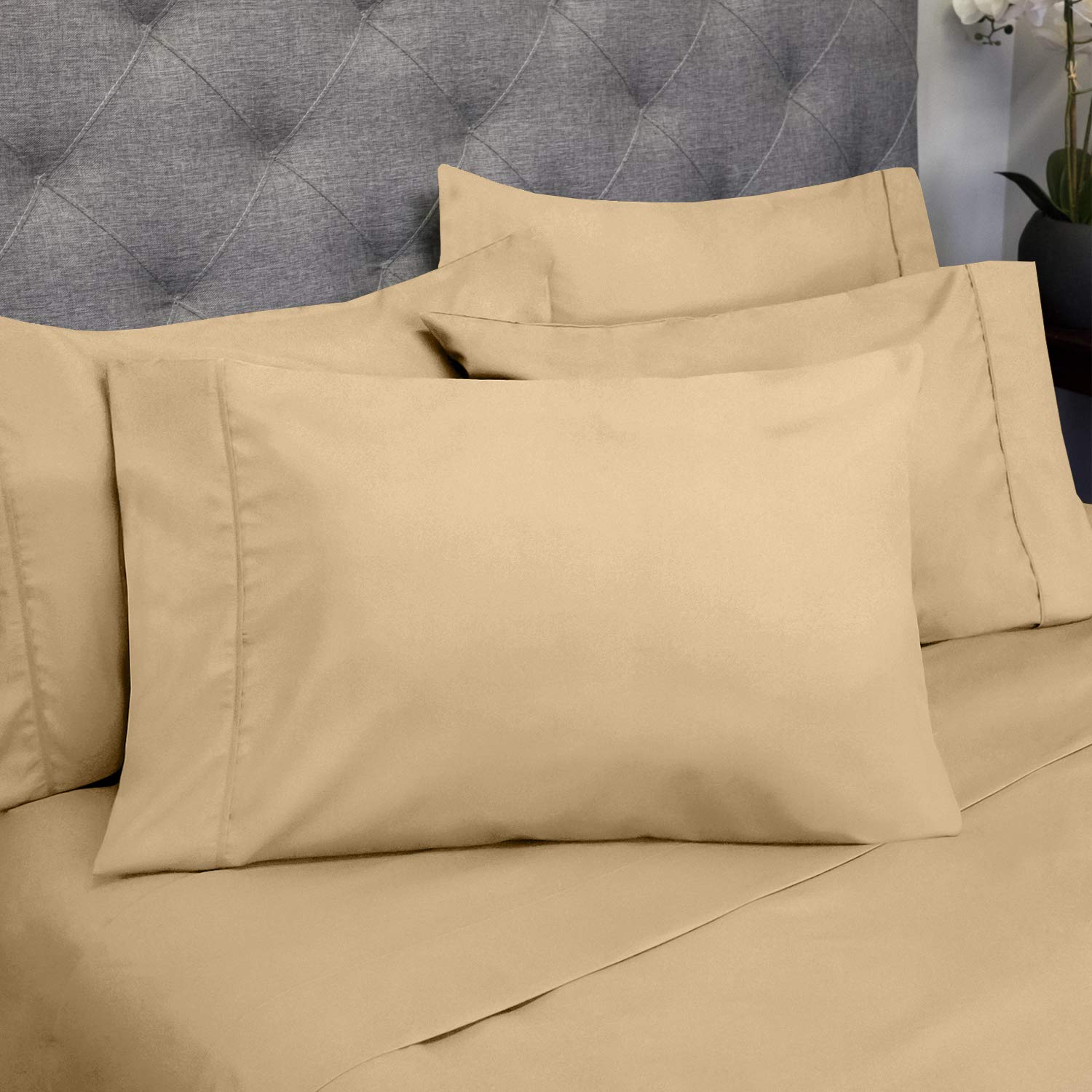 cal King Size Bed Sheets - 6 Piece 1500 Supreme collection Fine Brushed Microfiber Deep Pocket california King Sheet Set Bedding
