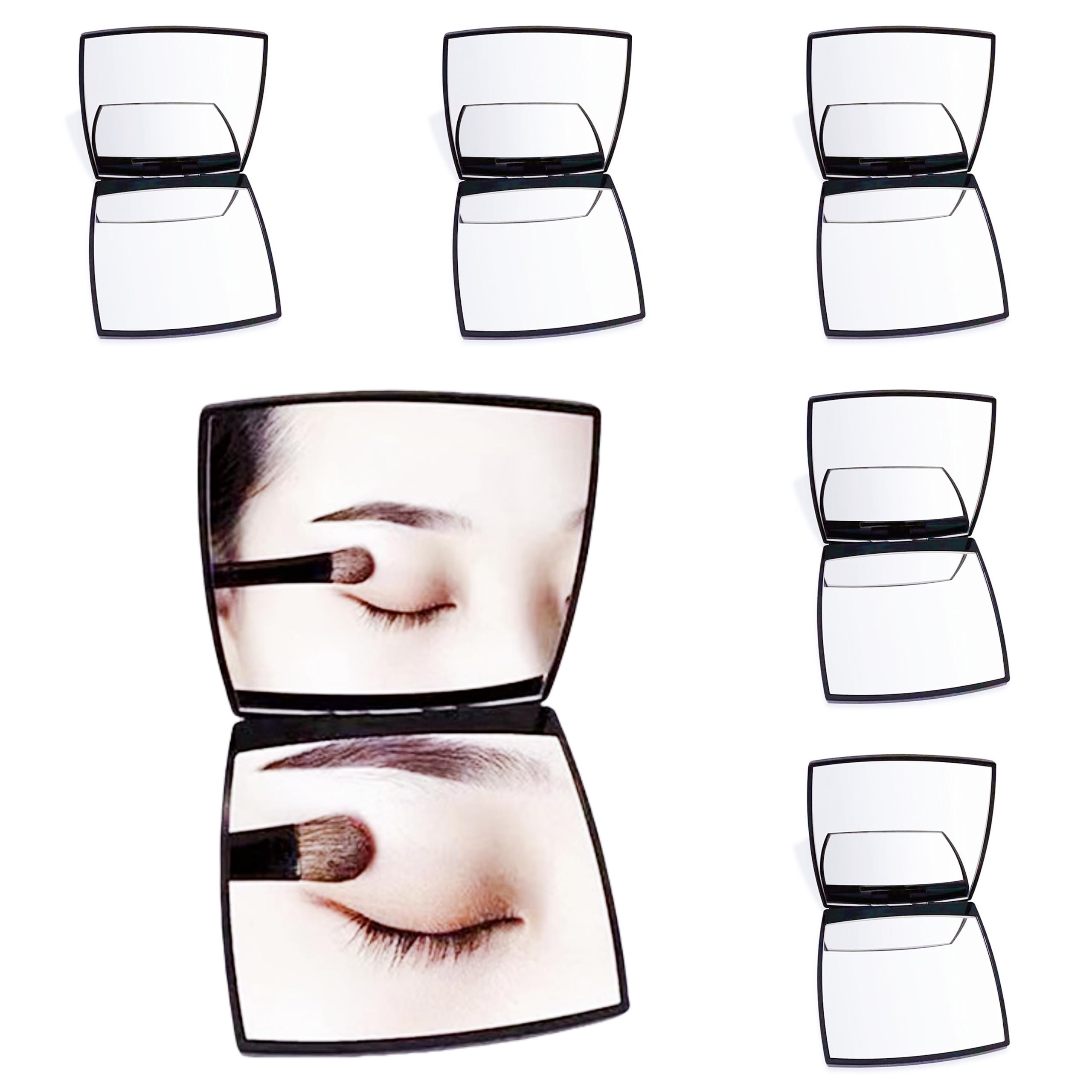EUTECH 6 Pcs Fashion Compact Cosmetic Mirror, Elegant Compact Purses Makeup Mirror, Small Compact Mirror 2 x 1 Magnification, Sq