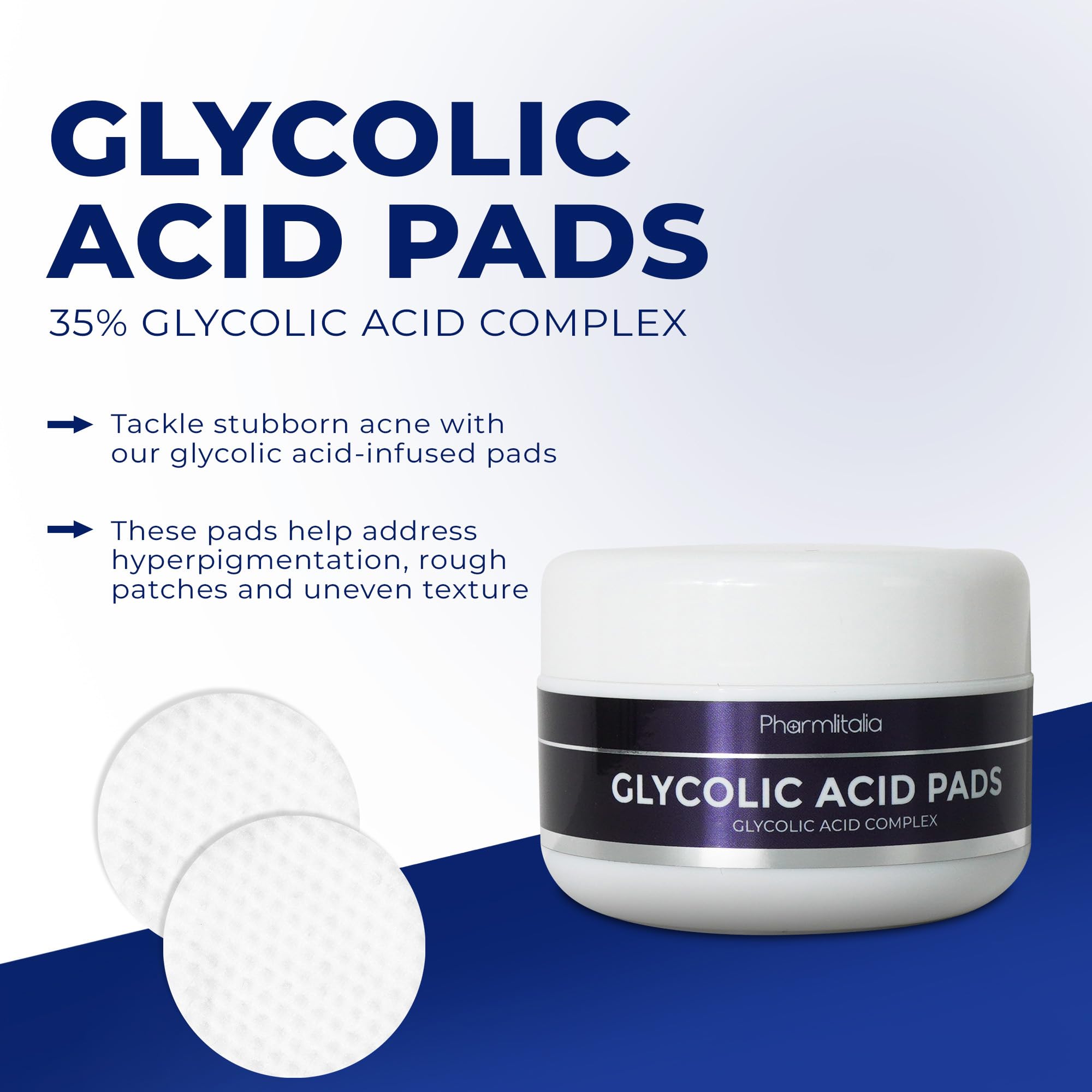 Glycolic Acid Pads For Face - 35% Glycolic Acid Resurfacing Peel Pads For Smoother Skin - Exfoliating Pads For Face And Body - T