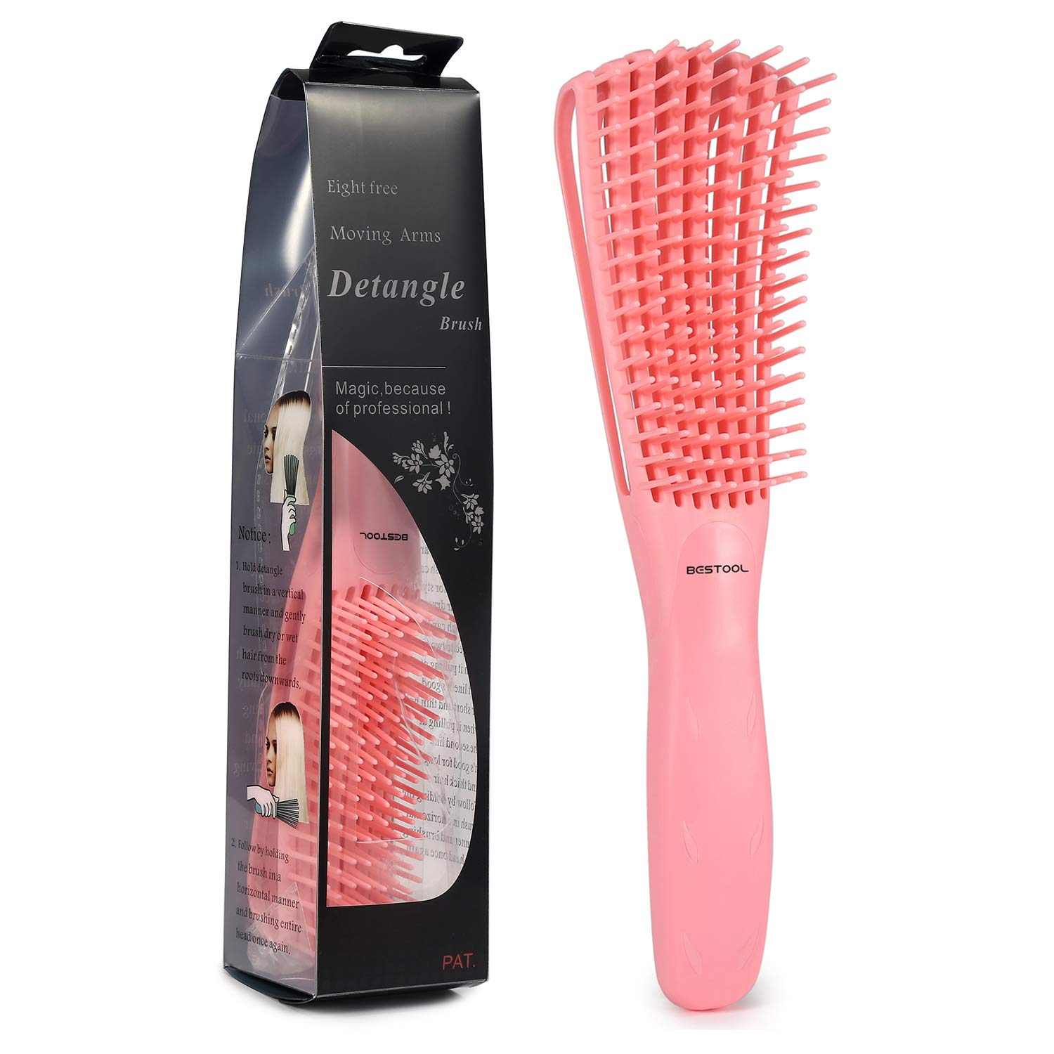 BESTOOL Hair Brush, Detangling Brush for Natural Black Hair, Detangling Brush for Curly Hair Afro 3/4abc, Ideal for Wet or Dry H