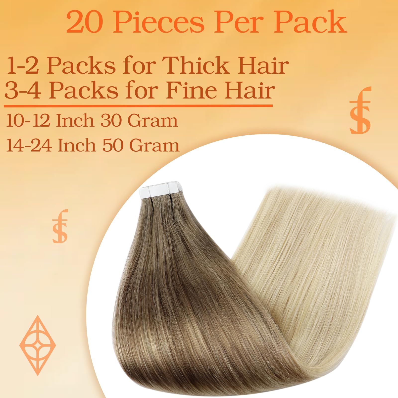 Full Shine Tape In Extensions Human Hair 20 Inch Ombre Tape In Hair Extensions 20 Pcs Color 8 Ash Brown Fading To 60 Platinum Bl