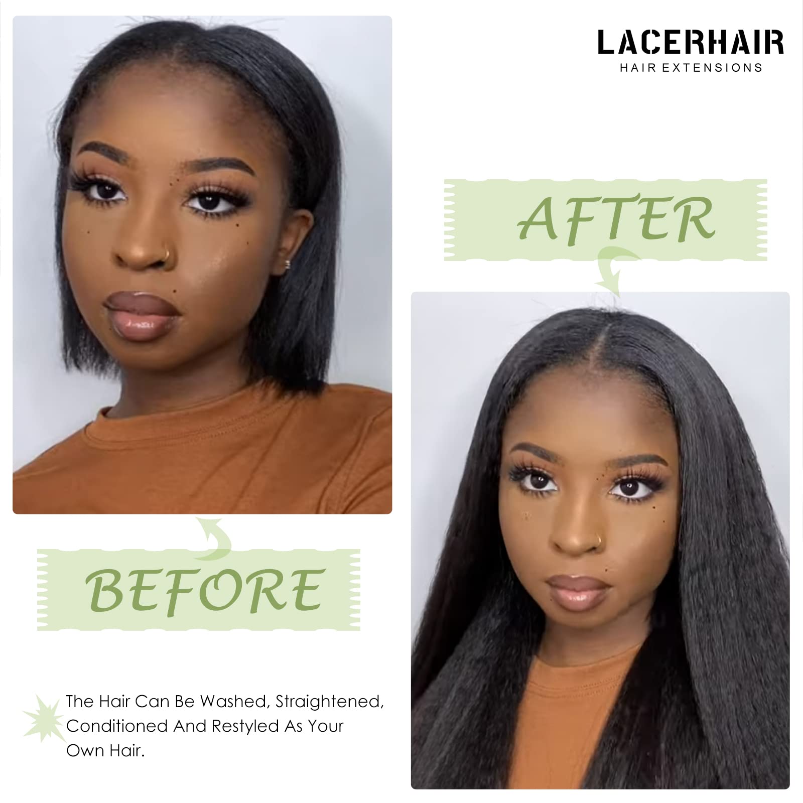 Lacer 16 Inch Micro Links Human Hair For Black Women Kinky Micro Loop Hair Extensions Black Real Remy Hair Extensions Natural Bl