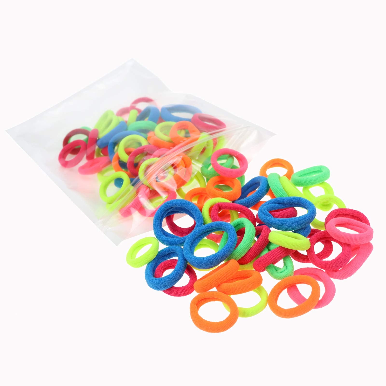 100 Pack Neon color Nylon Small Hair Ties Baby Girls ' Ponytail Holder