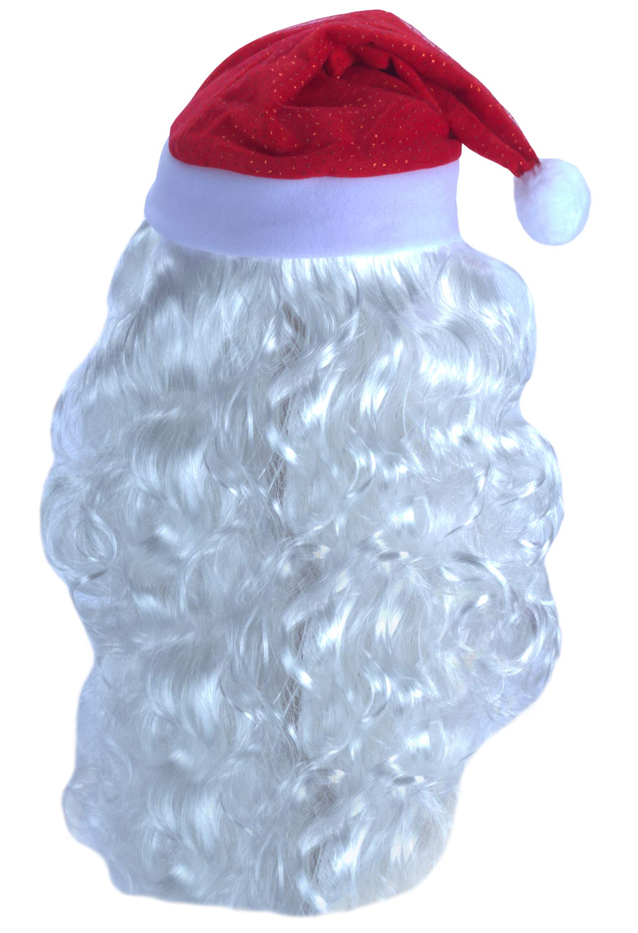 Angelaicos Santa Claus Wig Beard Hat Glasses Set Christmas Gift Long White Wig 4 Pcs