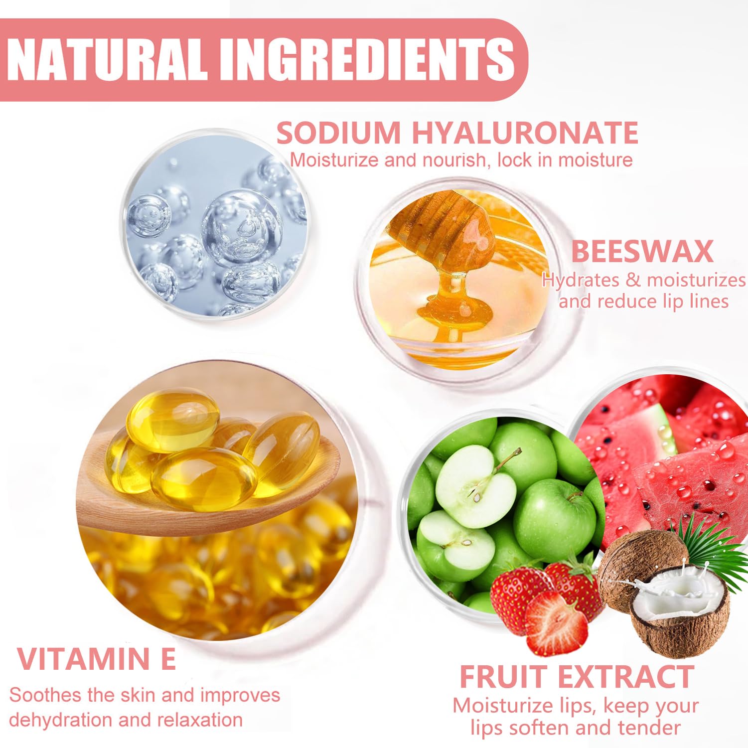 8 Pcs Bee Lip Balm Honey Pot,Honey & Watermelon &Apple Lime & Cherry & Mint & Coconut & Peach Lip Balm Honey Pot,Sleeping Lip Ma