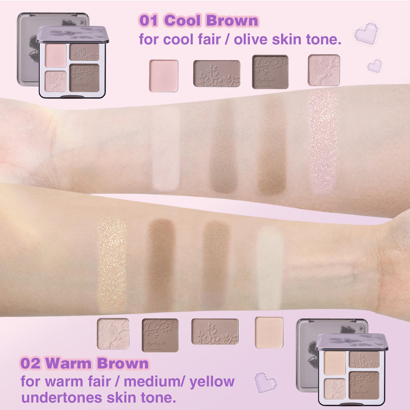 Lilyloria Face Highlighter Contour Shading Palette Sculpting Long-Lasting Shimmer Pressed Powder Smooth Matte Finish Makeup For