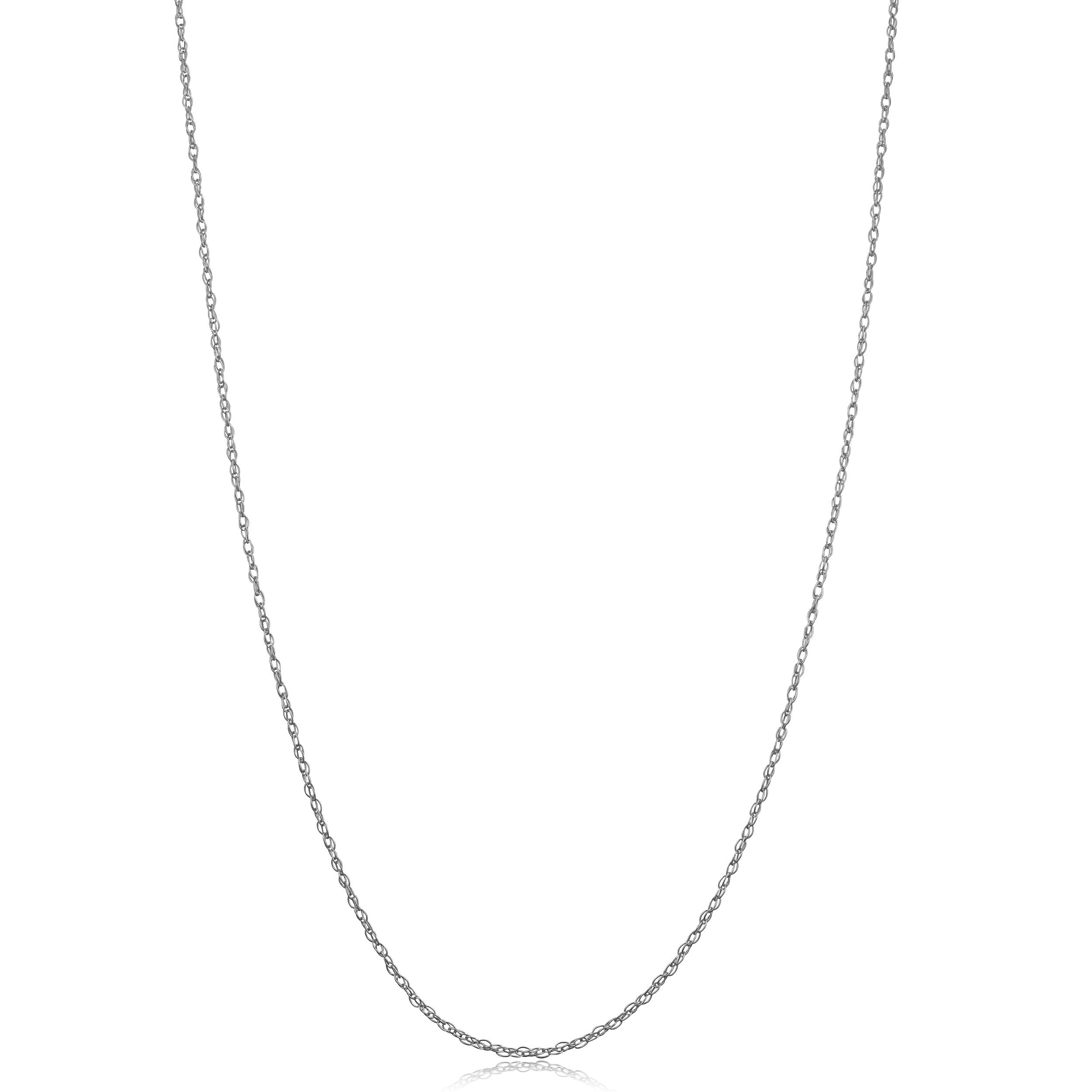 Kooljewelry 14k White Gold Rope Chain Necklace (0.9 mm, 16 inch)