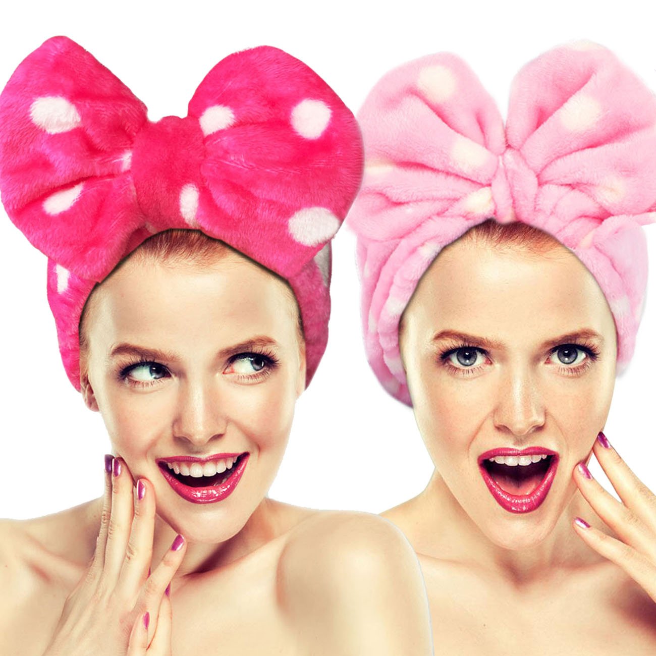 Hairizone Cosmetics Headbands For Washing Face Shower Spa, Soft And Cute Big Bowknot Hair Bands For Women And Girls (Roseo/Pink)
