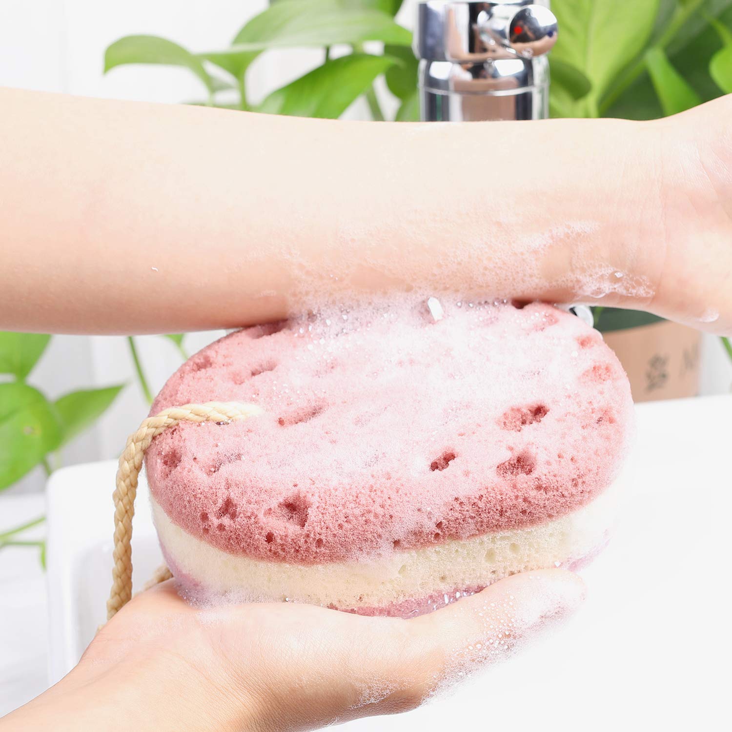 Kecuco 3 Pcs Bath Sponge For Women, Men, Adults, Kids. Sponge Loofah Body Scrubber Shower Sponge For Body Wash Bathroom, Body Sp