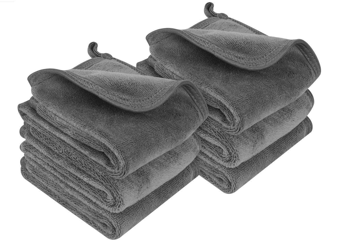SUNLAND Microfiber Face Makeup Remover Cloths Reusable Facial Cleaning Towel Ultra Soft Washcloths 8inchx16inch Grey 6Pack