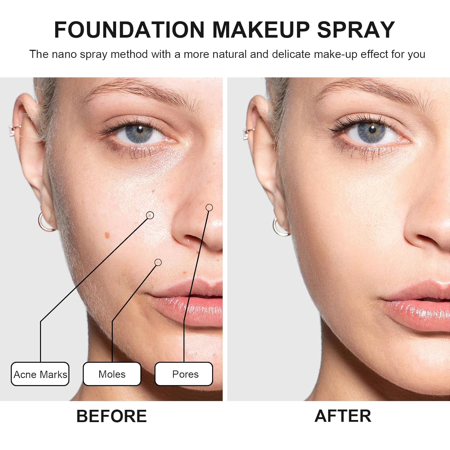 Airbrush Foundation Makeup Spray, Long Lasting Waterproof Full Coverage Foundation For Brighten, Concealer And Hydrating, Natura