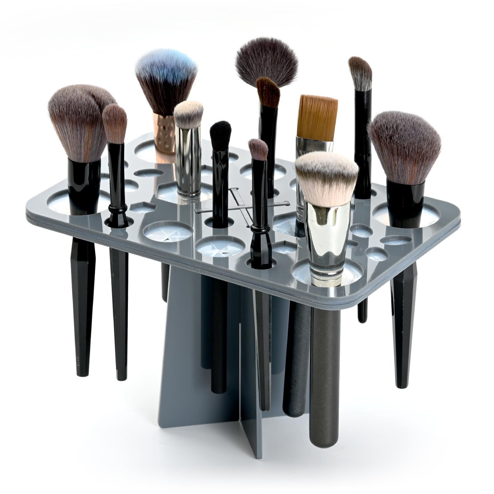 Luckyiren Brush Drying Rack, Brushes Dryer, Collapsible 28 Slot Acrylic Brush Holder Stand Tree Tray Support Display For Makeup