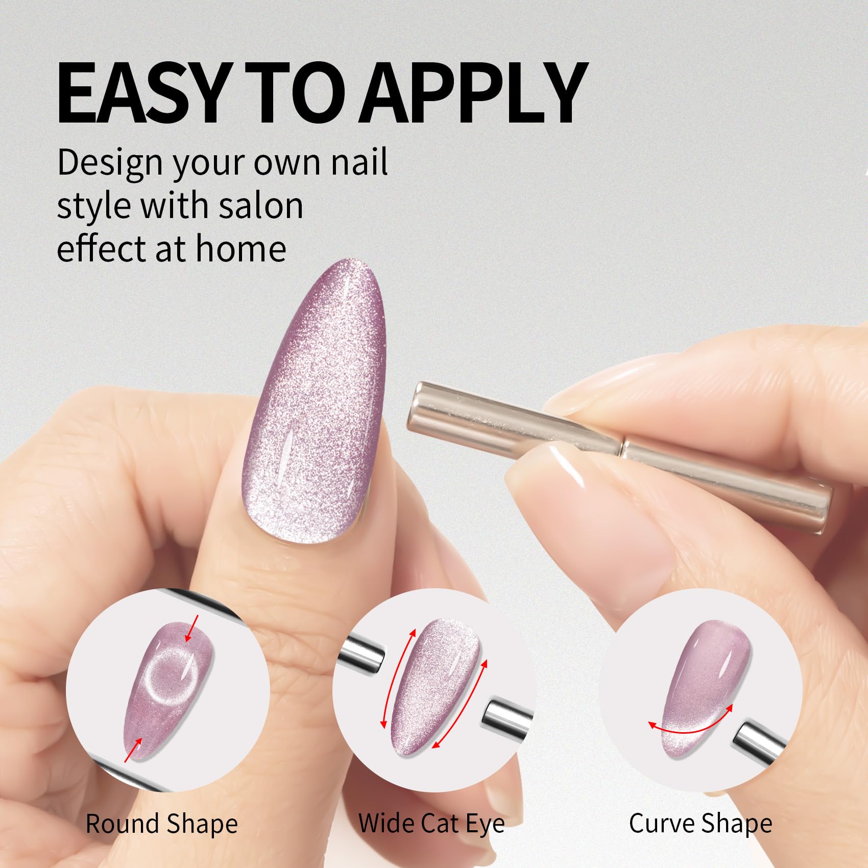 Maychao 15Ml Cat Eye Gel Nail Polish 1Pc Purple Gel Polish With Magnet Soak Off Holographic Magnetic Nail Polish For Nail Art Ma