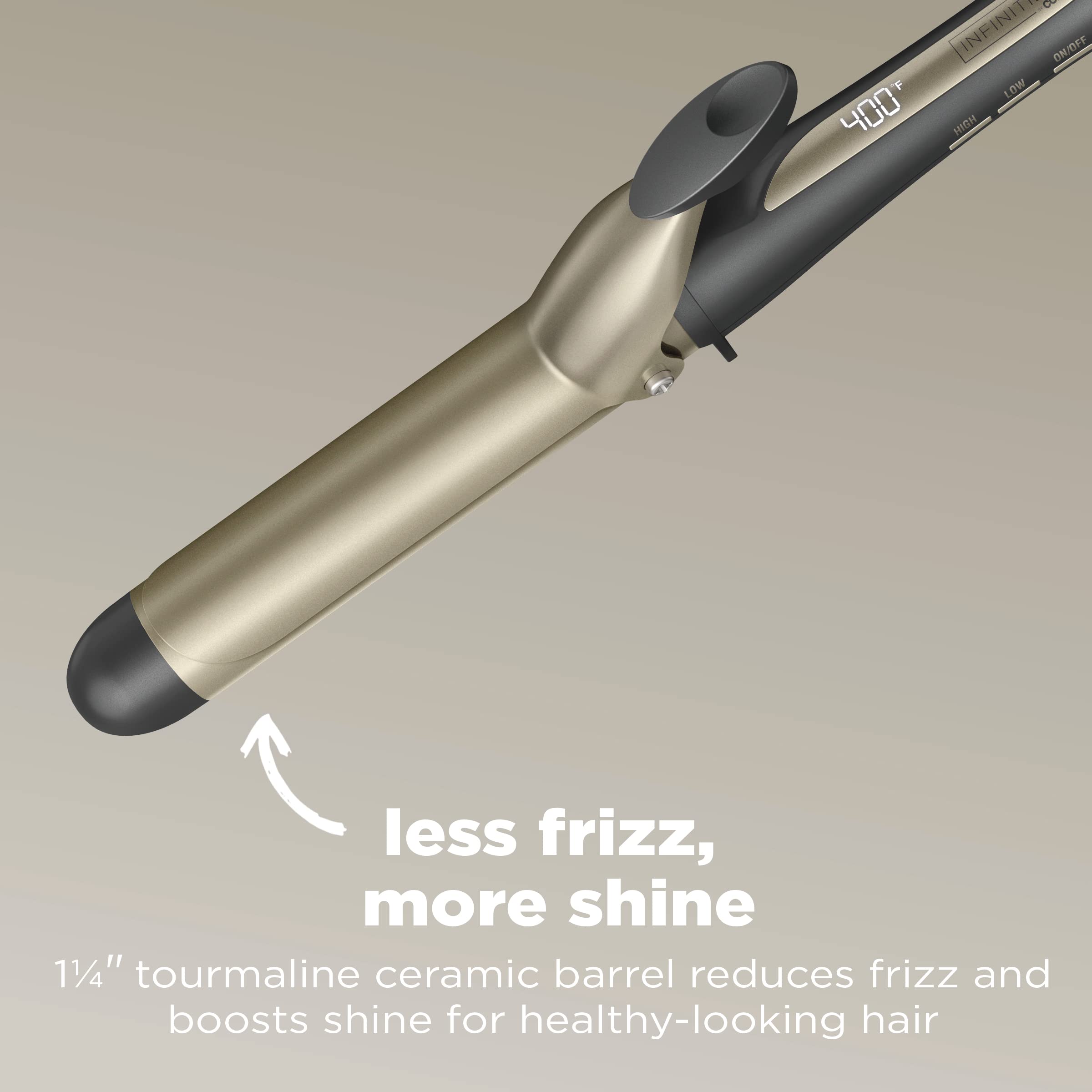 Infinitipro By Conair Tourmaline Ceramic 1 1/4-Inch Curling Iron, 1 1/4-Inch Digital Curling Iron, 1  Inch Barrel Produces Loose