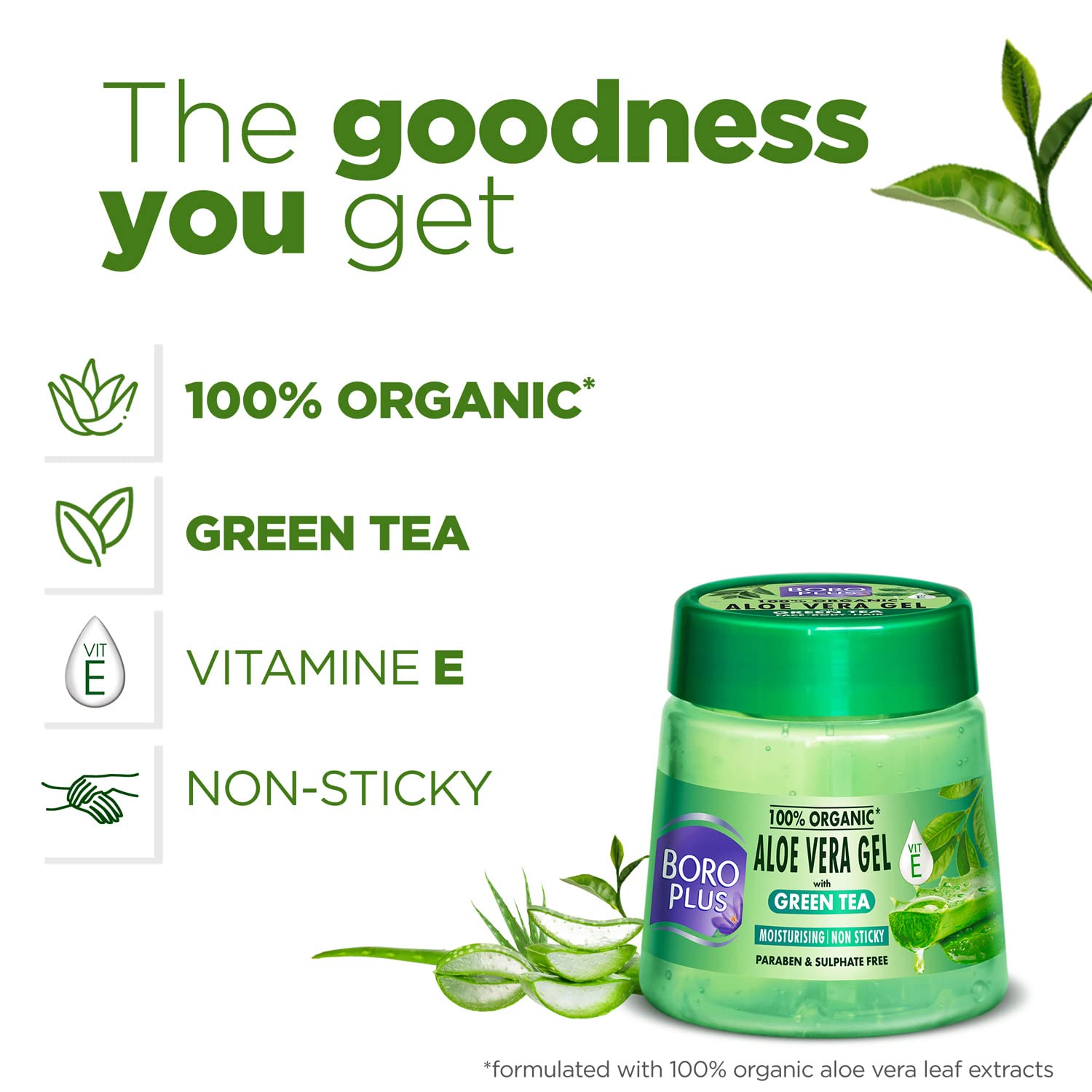 BOROPLUS Aloe Vera Gel with Green Tea, 200 ml