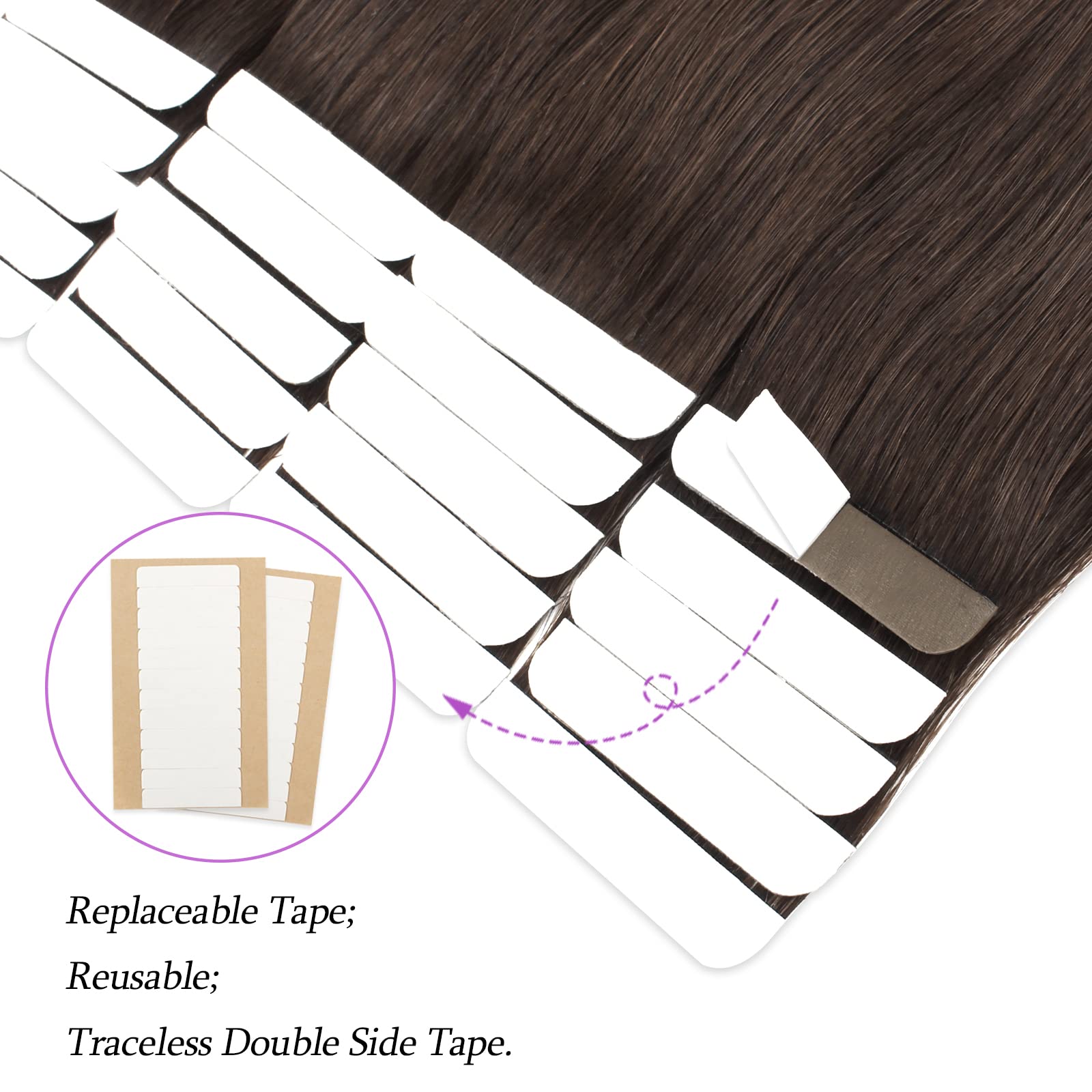 Abh Amazingbeauty Tape In Hair Extensions Human Hair Semi-Permanent Tape Attached Real Remy Human Hair Extensions Tape In 50G 20
