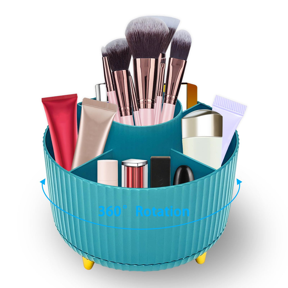 Makeup Brush Organizer,5 Slots 360 Rotating Desk Pen Holder,Makeup Brushing Holder,Cosmetic Brushes Storage Holder,Cute Pencil C