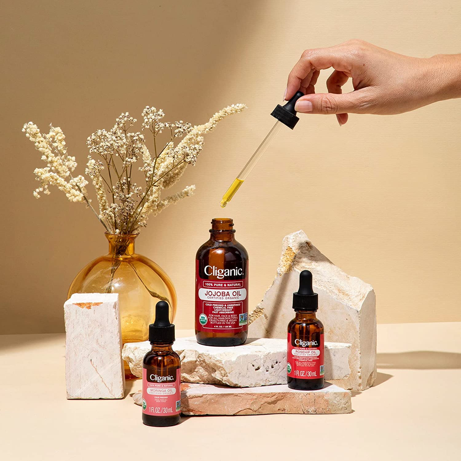 Cliganic Jojoba Oil Non-Gmo, Bulk 16Oz  100% Pure, Natural Cold Pressed Unrefined Hexane Free Oil For Hair & Face