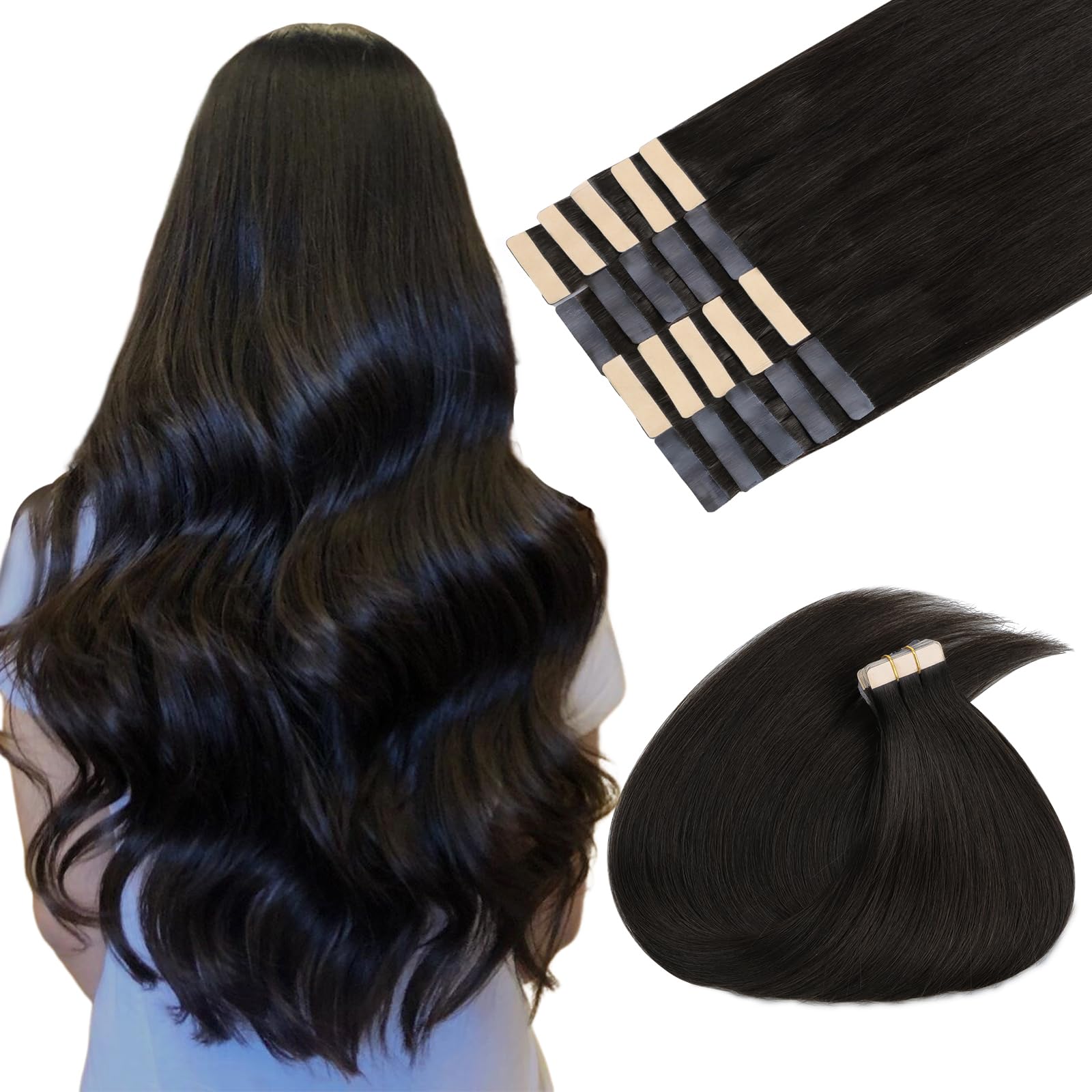 Maxita Tape In Hair Extensions Human Hair Dark Brown 24 Inch 50G 20Pcs Remy Human Hair Extensions Straight Seamless Real Hair Ex