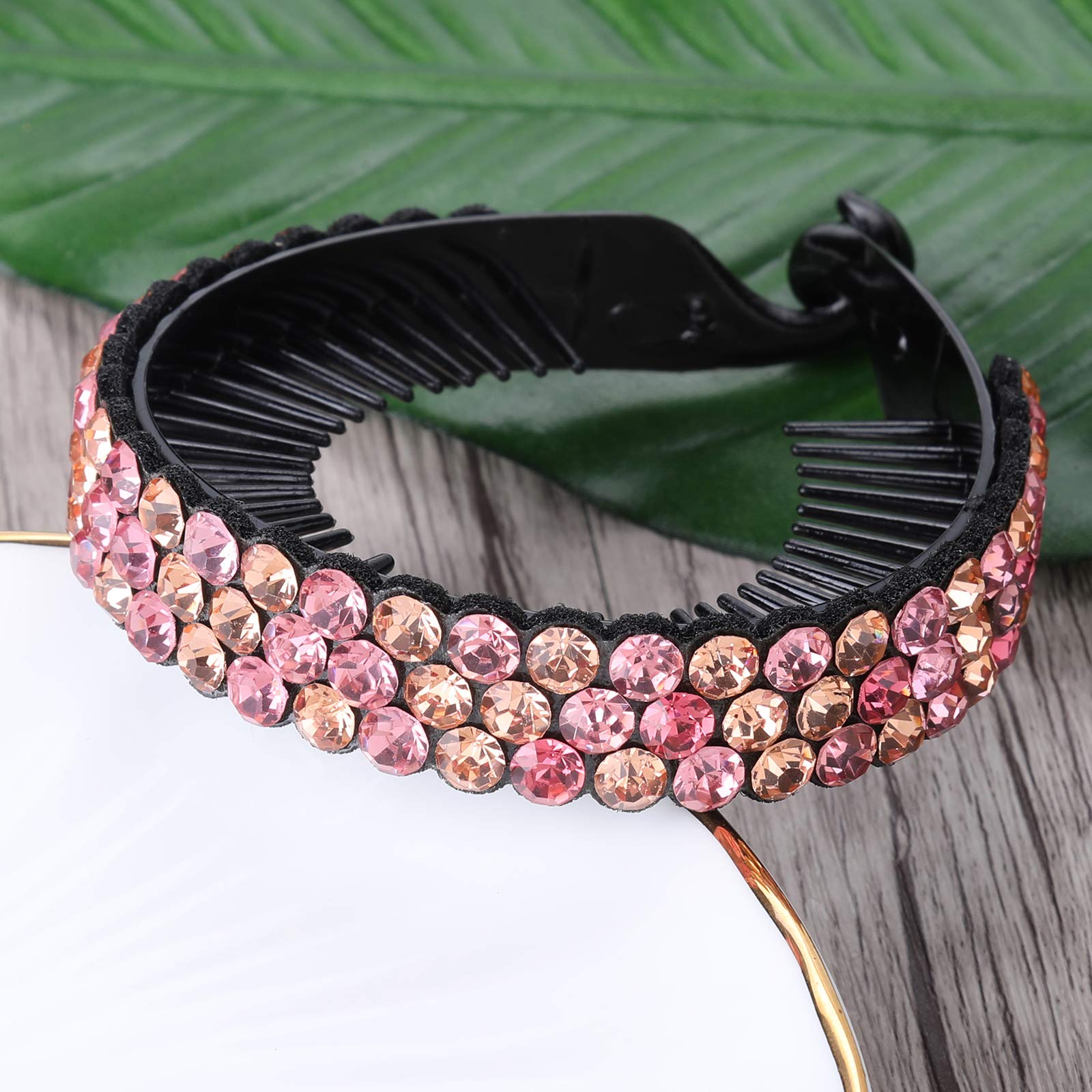 Rhinestone Hair Clip for Women - 5Pack Half-balloon Nest Expanding Hairpin Girls Hair Claws Hair Bun Holders Accessories (mixed