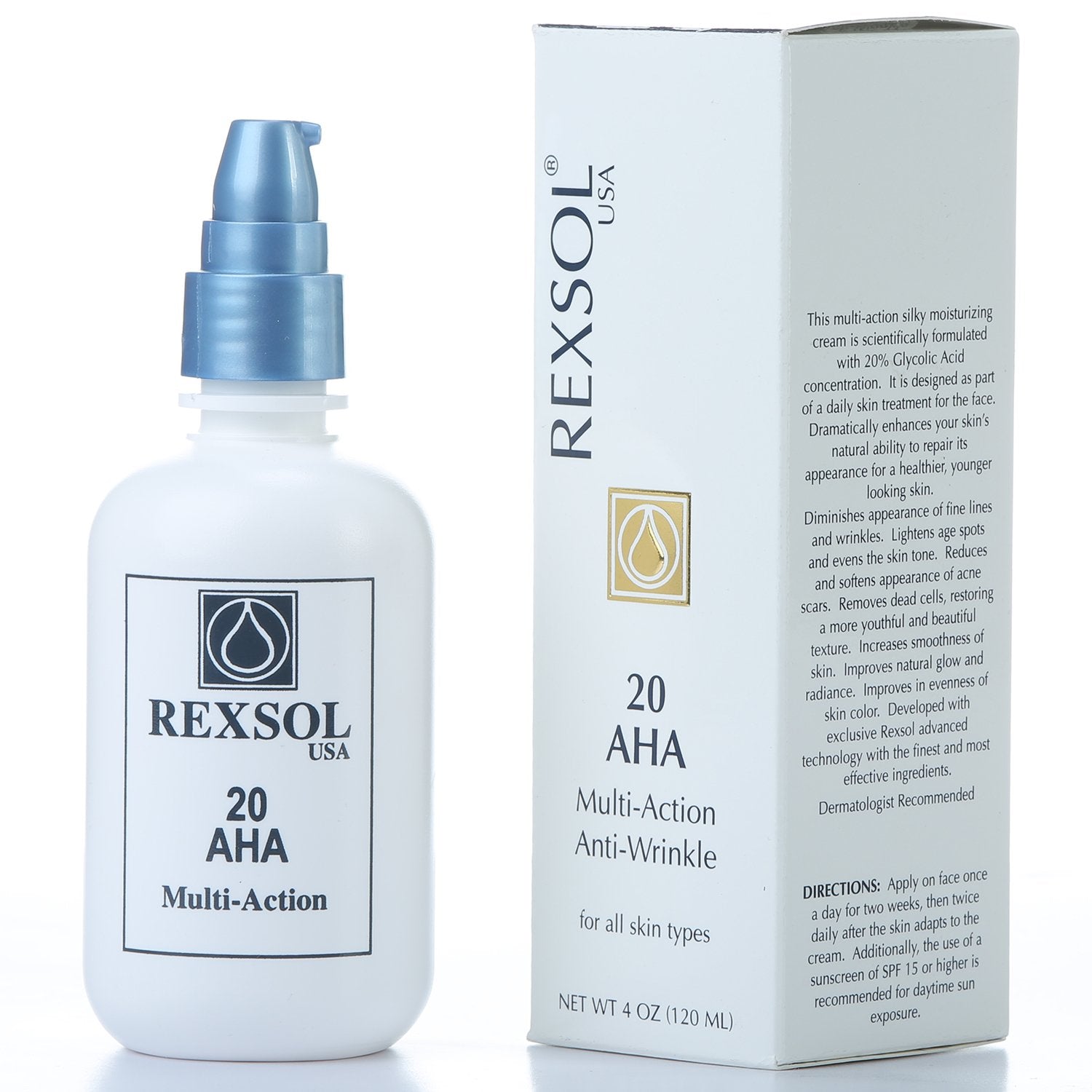 REXSOL 20 AHA Multi-action Anti-Wrinkle Cream | With Vitamin E, Algae Extract, Ginseng Extract, Calendula Extract, Caviar Extrac