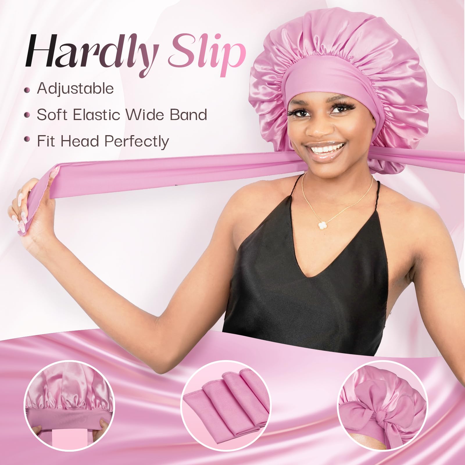 BONNET QUEEN Silk Bonnet for Sleeping Women Hair Bonnet Double Layer Satin Bonnet Tie Bonnet Sleep Satin Hair Wrap Night Cap for