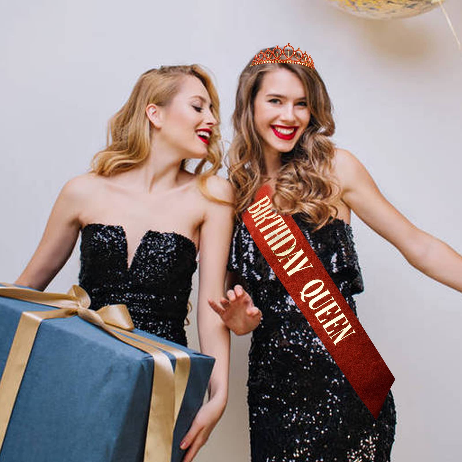 Birthday Queen Sash & Crystal Red Tiara Kit CIEHER Birthday Crown and Sash Crowns for Women Birthday Sash for Women Girls Red Cr