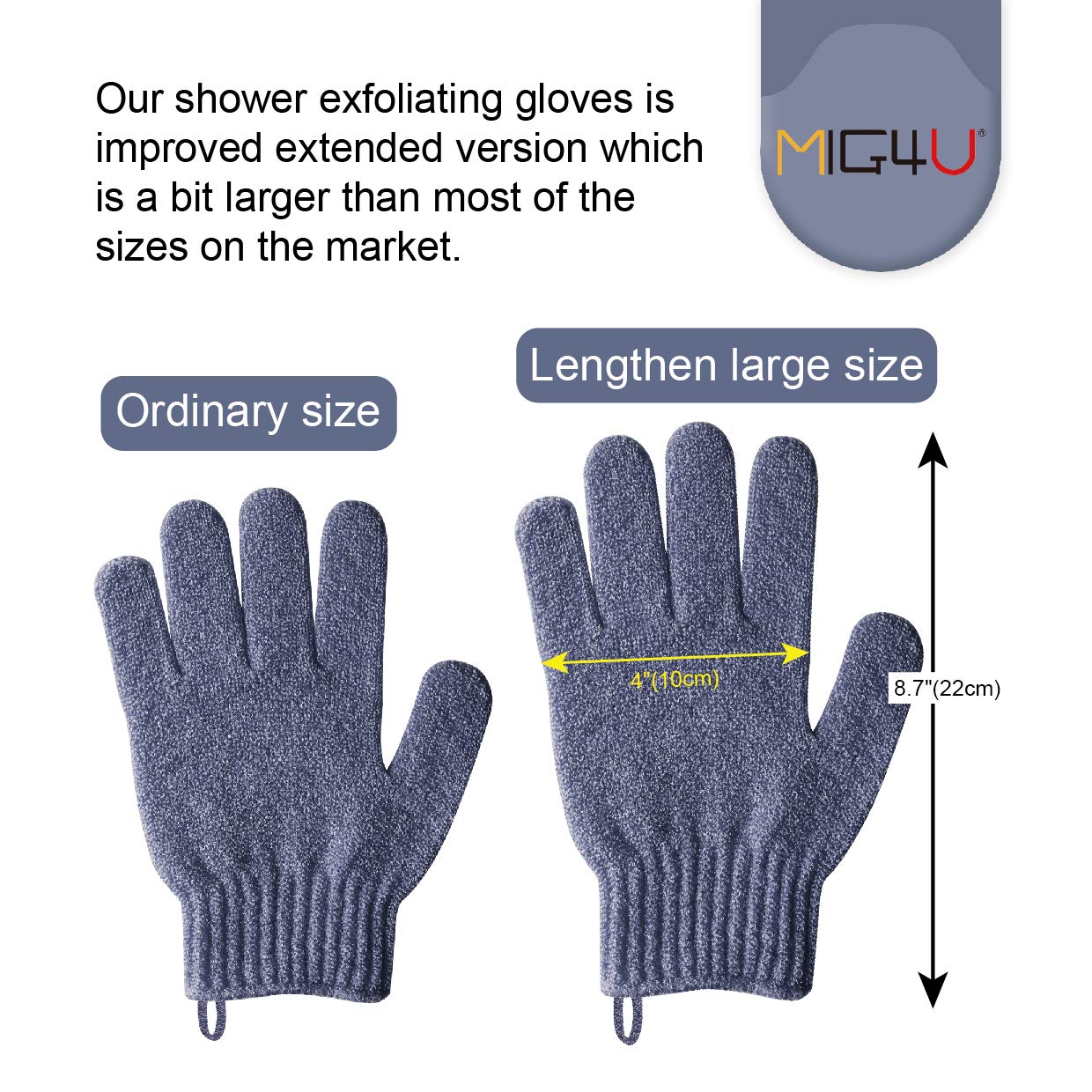 Mig4U Shower Exfoliating Scrub Gloves Medium To Heavy Bathing Gloves Body Wash Dead Skin Removal Deep Cleansing Mitts For Women