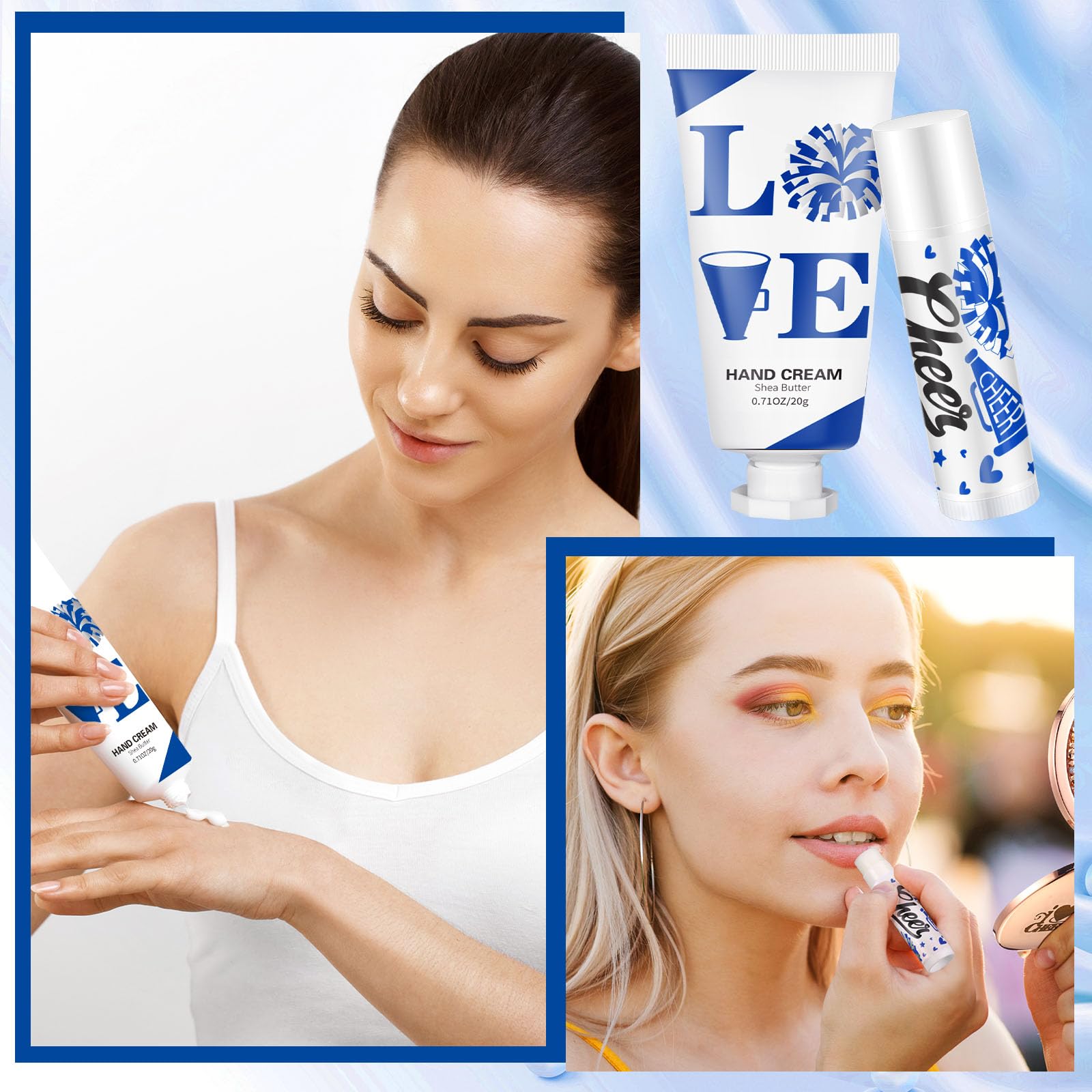 Heigble 144 Pcs Blue Cheer Favors Natural Bulk Lip Balm and Hand Cream Set, Include 36 Lip Balm 36 Moisturizing Hand Cream 36 Ba