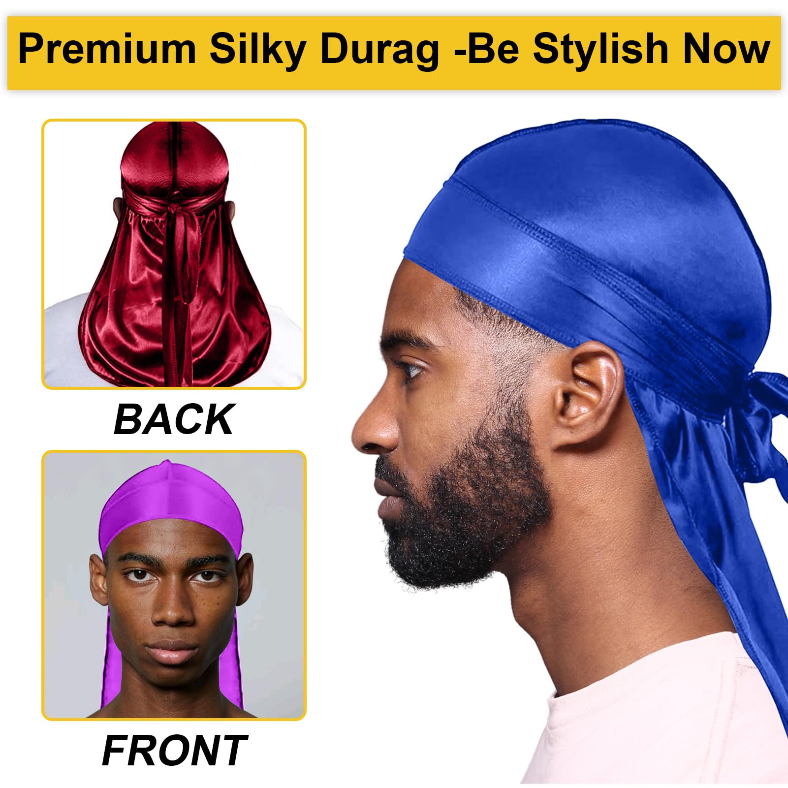 Silky Durags For Men Wave Pomade Strong Hold Easy Wash 360 Wave Training Hair Cream, Waves Grease For Men Promotes Layered Waves