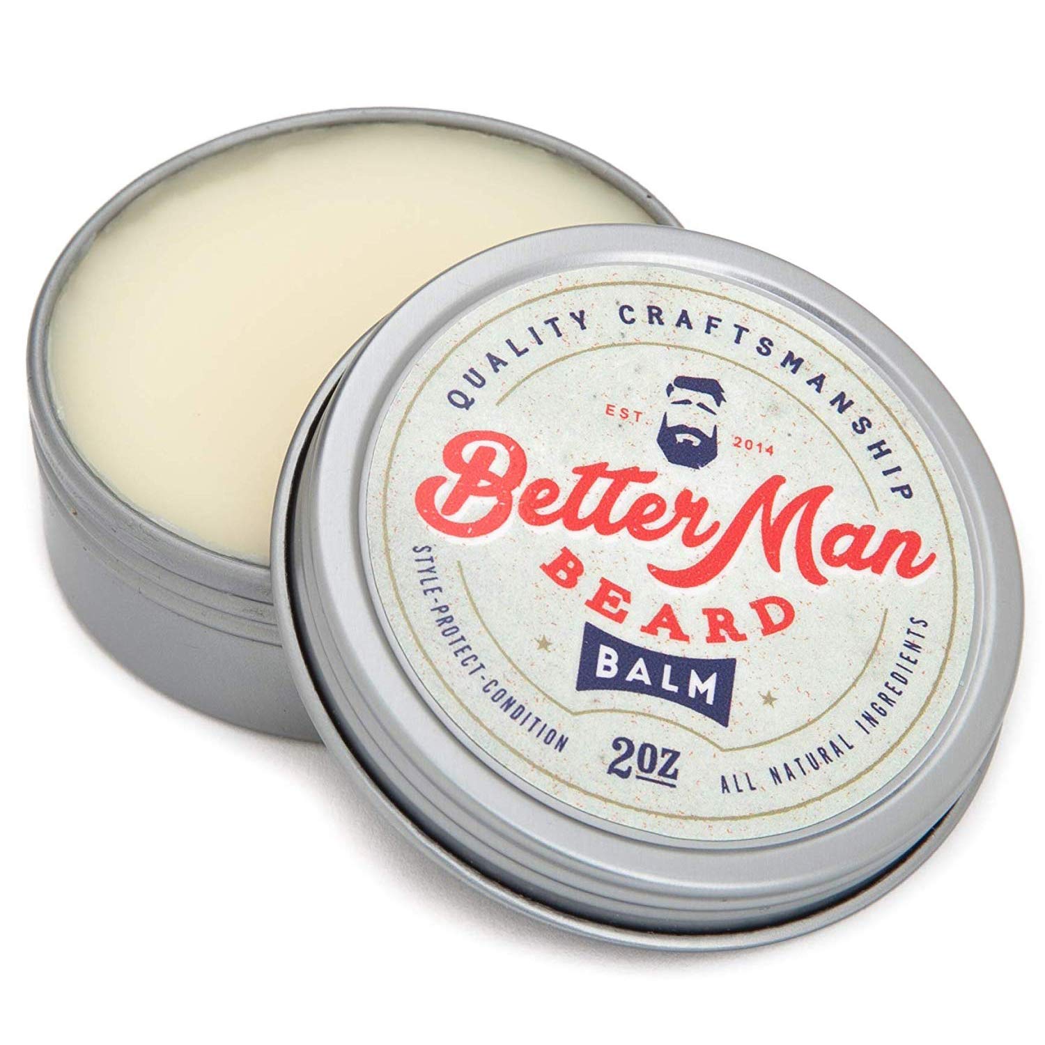 Better Man Beard Balm - 2 Oz All-Natural Moisturizing Beard Balm With Therapeutic Grade Essential Oils & 100% Natural Formula -