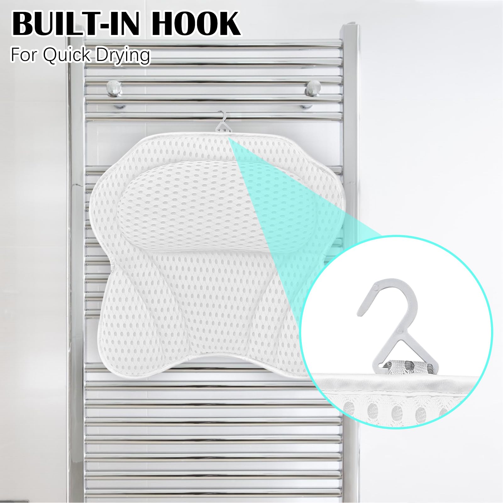 Bath Pillow Luxury Bathtub Pillow, 4D Bath Tub Pillows For Head, Neck And Back Support, Tub Pillow For Bathtub With 6 Non-Slip S