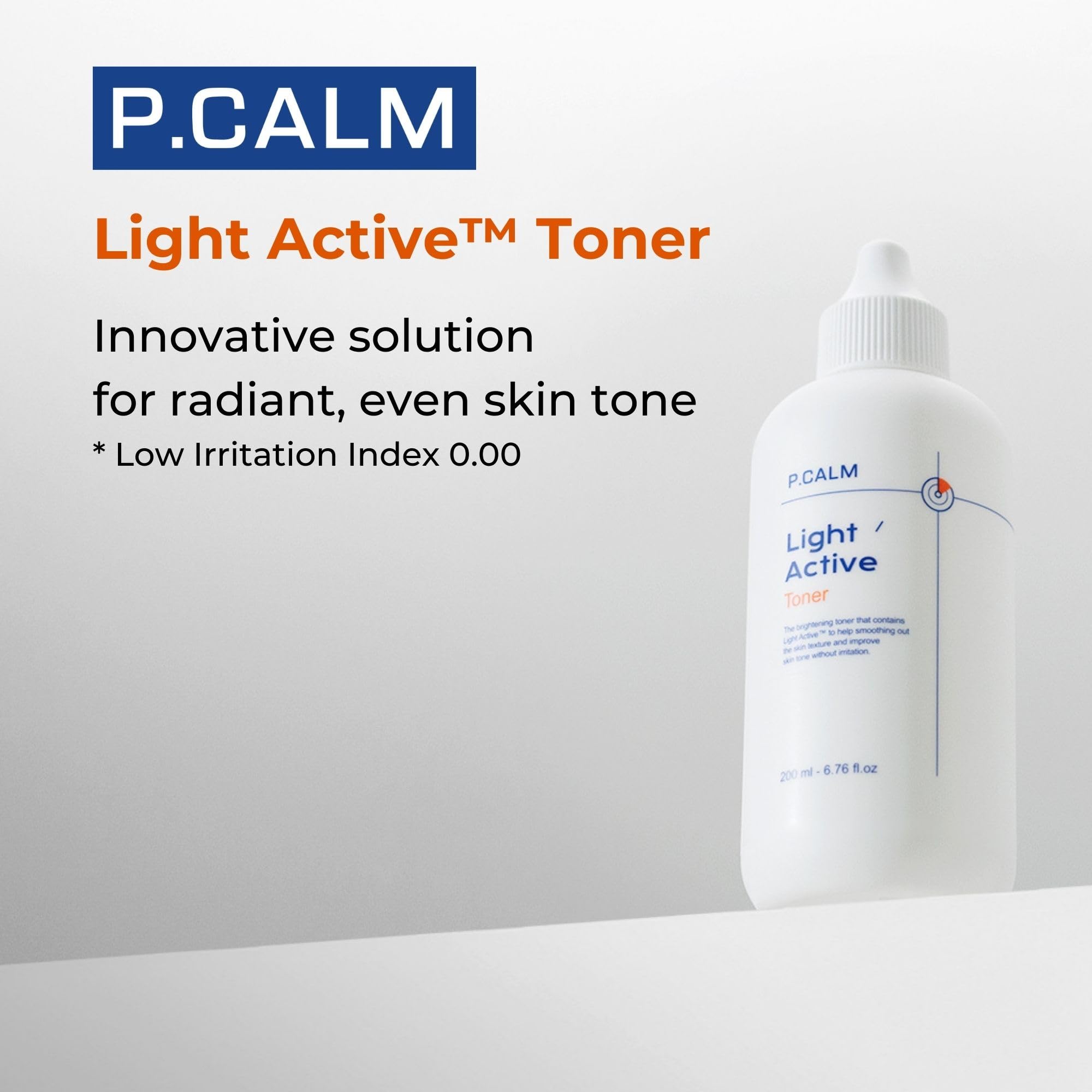 P.CALM Light Active Toner 6.7 fl.oz | Vegan Hyperpigmentation Dark Spot Correction Facial Toner for Sensitive Skin | Korean Skin