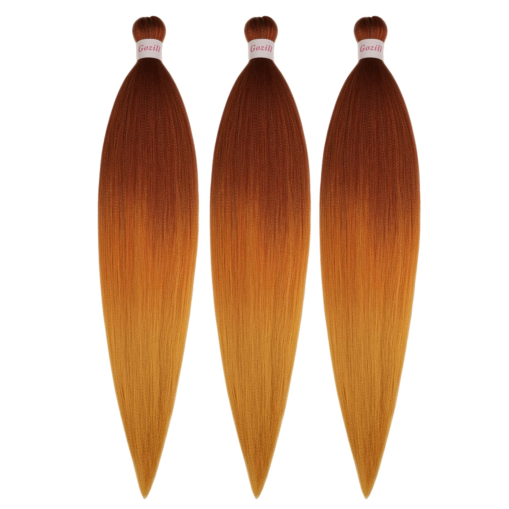 Gozill Ginger Golden Ombre Braiding Hair Pre Stretched Kanekalon Human Braiding Hair Box Braids Hair Extensions 26 inch