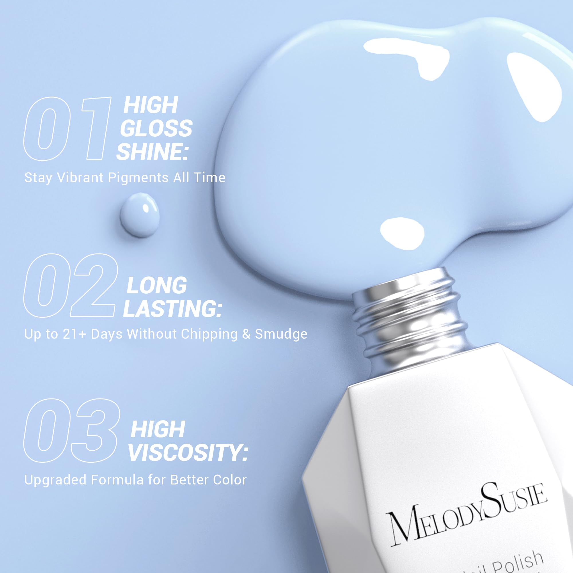 Melodysusie Thick Blue Gel Nail Polish,0.5Fl Oz Macaron Blue Color Soak Off Uv Led Spring Summer Baby Blue Gel Polish Gift For W