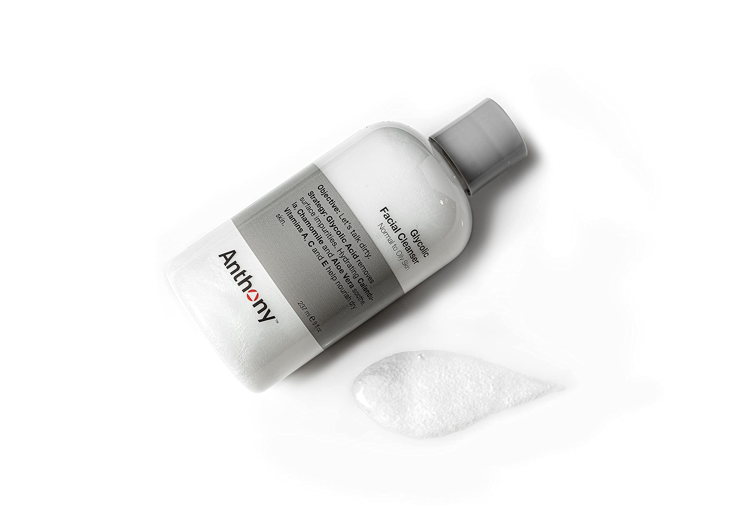 Anthony Glycolic Facial Cleanser for Men, Daily Exfoliating & Hydrating Face Wash, Shave Prep, Non-Foaming, Deep Cleansing, Gent