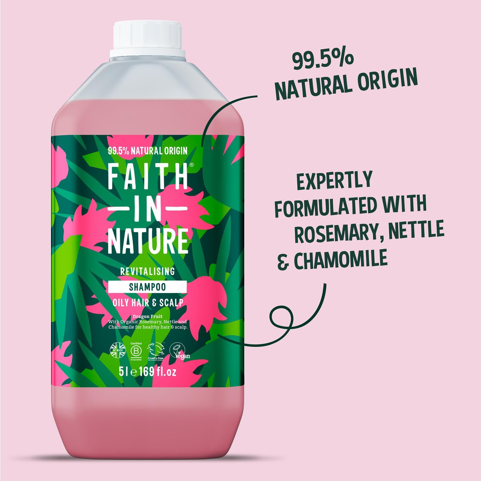 FAITH IN NATURE Natural Shampoo - Vegan & Cruelty Free, No SLS or Parabens - 169 fl oz Refill Pack, Dragon Fruit