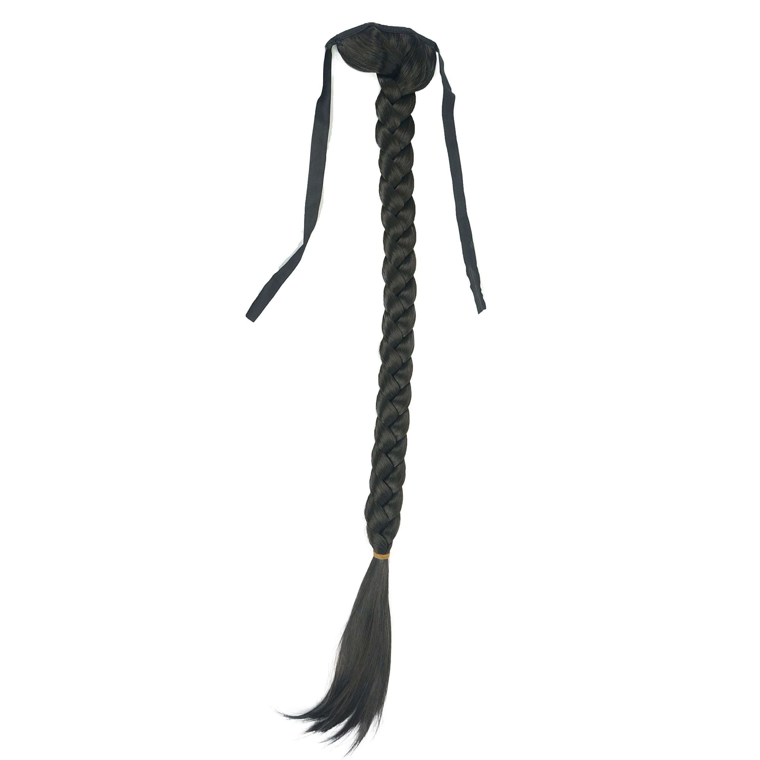 Lydell 24'' Long Fishtail Braid Wrap Around Ponytail Extension Synthetic Hairpiece #4 Dark Brown