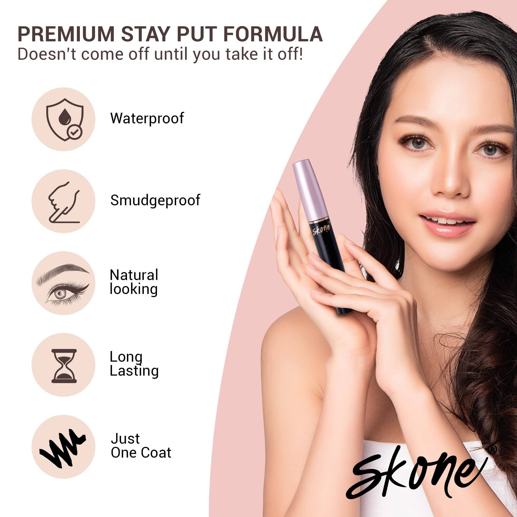 Skone Cosmetics Insanely Intense Luxe Waterproof Mascara - Black - Volume And Length Lash Lift Falsies Quality Mascara - Waterpr