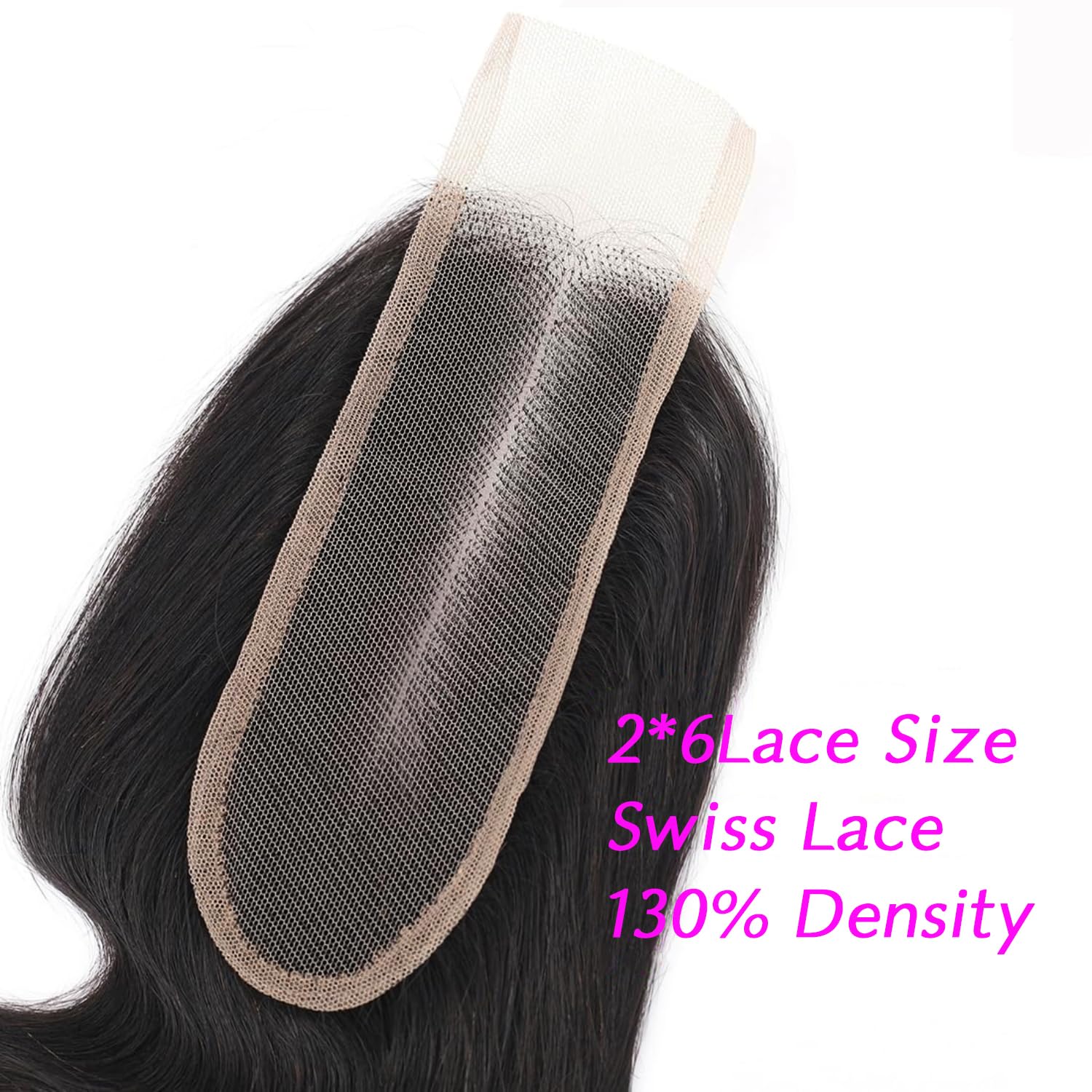Selina Lace Closure 18 Inch Brazilian Body Wave Closure Free Part 2X6 Lace Closure Unprocessed Human Hair Natural Black Color Vi