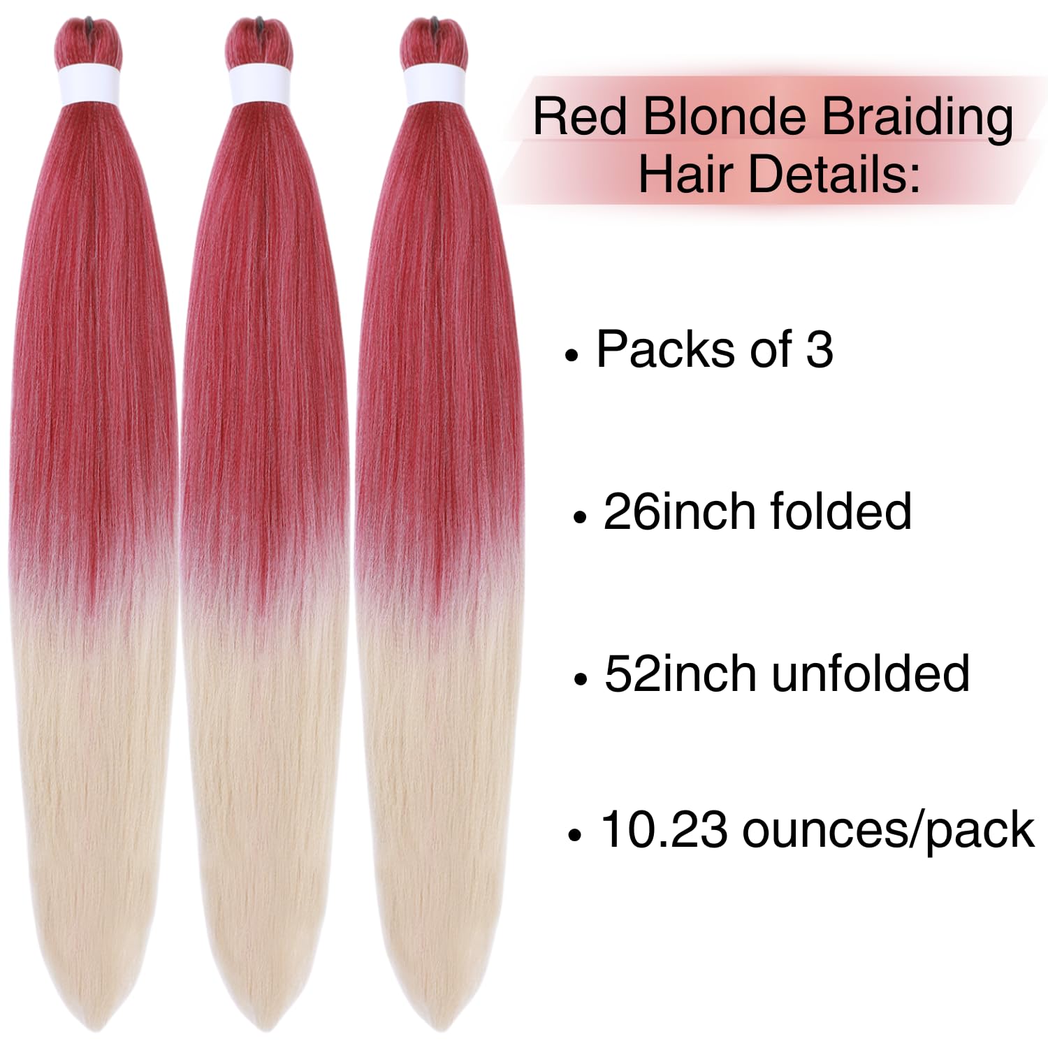Ombre Blonde Braiding Hair ez braid pre stretched hypoallergenic braiding hair Extensions for Knotless Box Braids 3 Packs