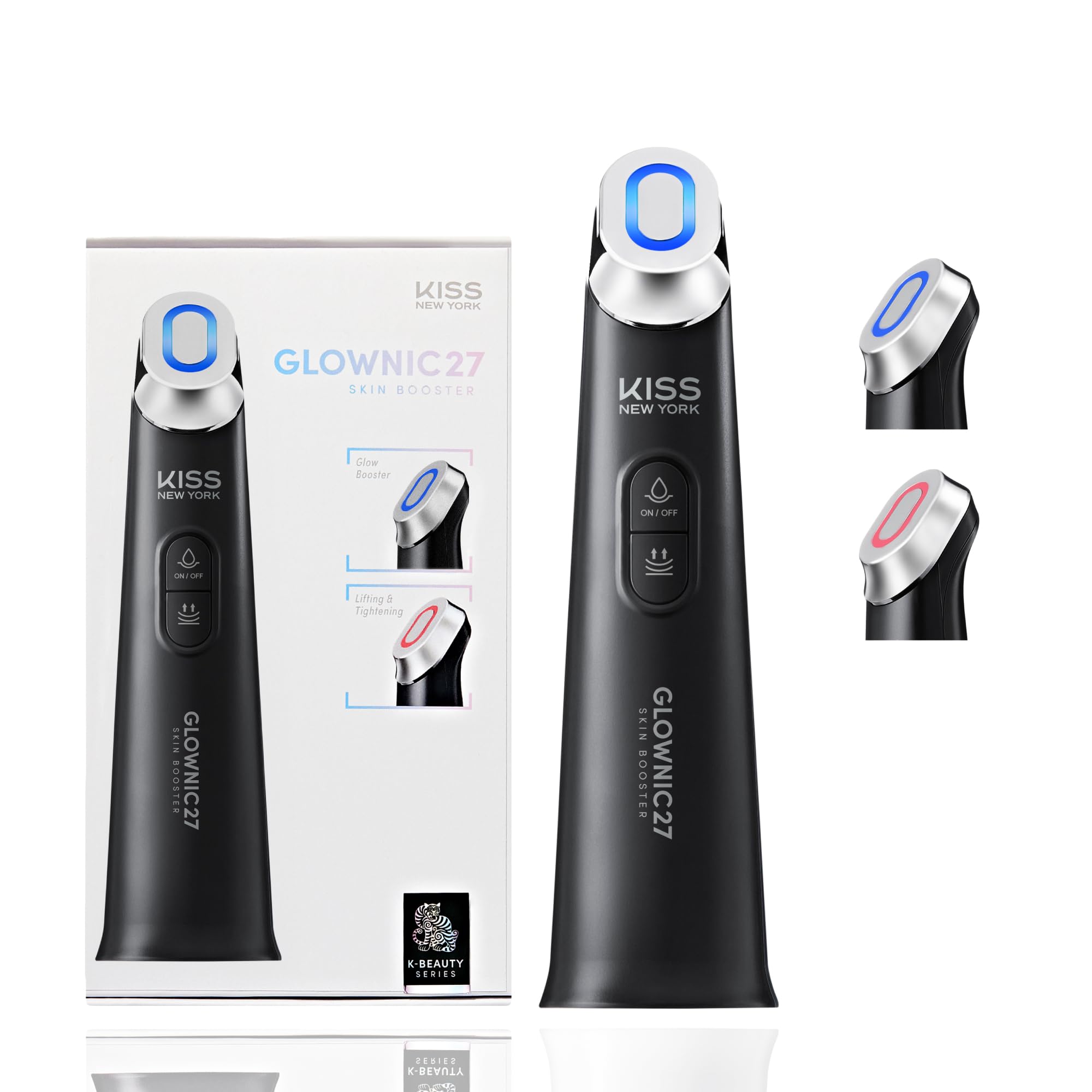 KISS NEW YORK GLOWNIC27 Facial Beauty Device, Microcurrent Glass Glow Skin Booster for Enhancing Korean Skin Care Absorption and