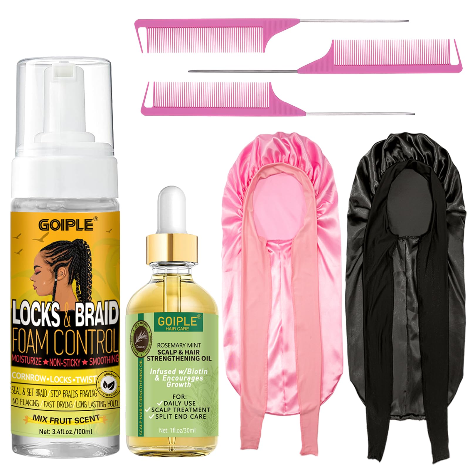 Braid Foam Control Mousse Braiding Mousse for Braids Twist, Locs, No Flake Mousse for Braids Style and Moisturizes, Rosemary Oil