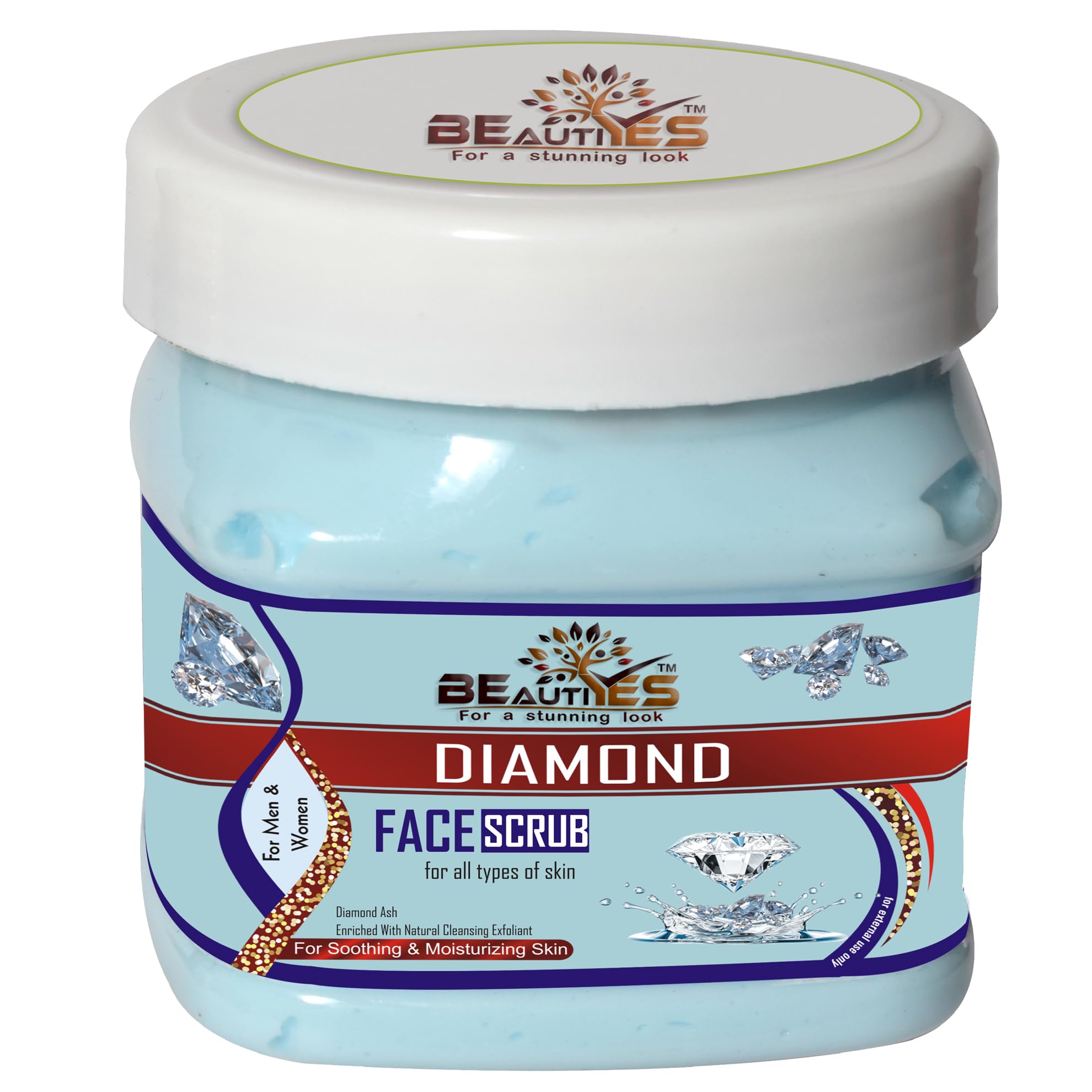 Beautiyes Diamond Face Scrub 450Gm Soothing & Moisturizing Skin For All Types Skin Diamond Ash & Enriched With Natural Cleansing