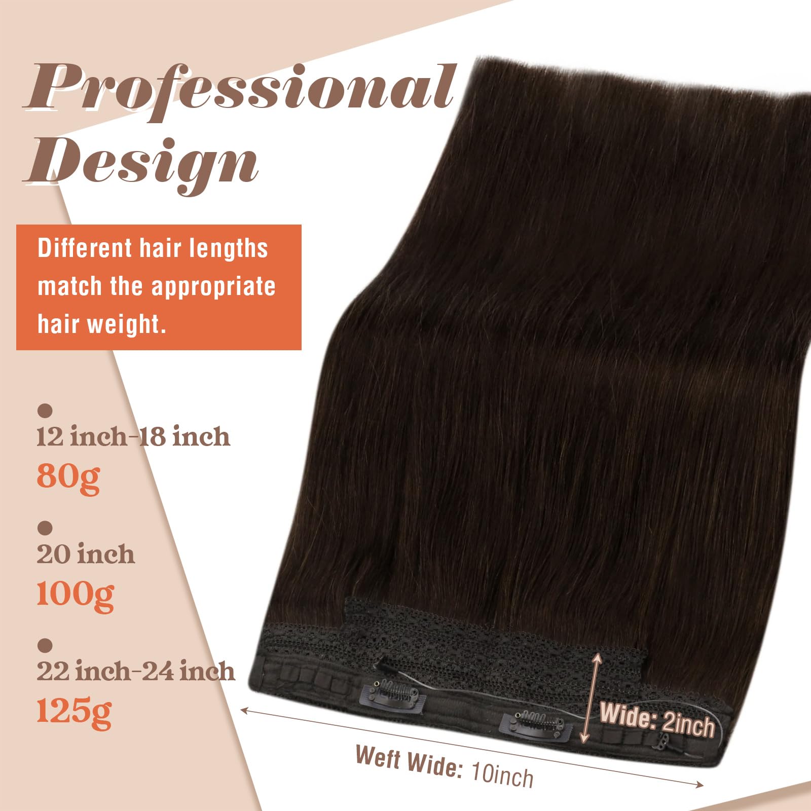 Sunny Wire Hair Extensions Real Human Hair Fish Line Human Hair Extensions Invisible Wire Extensions Dark Brown #4 16 Inch