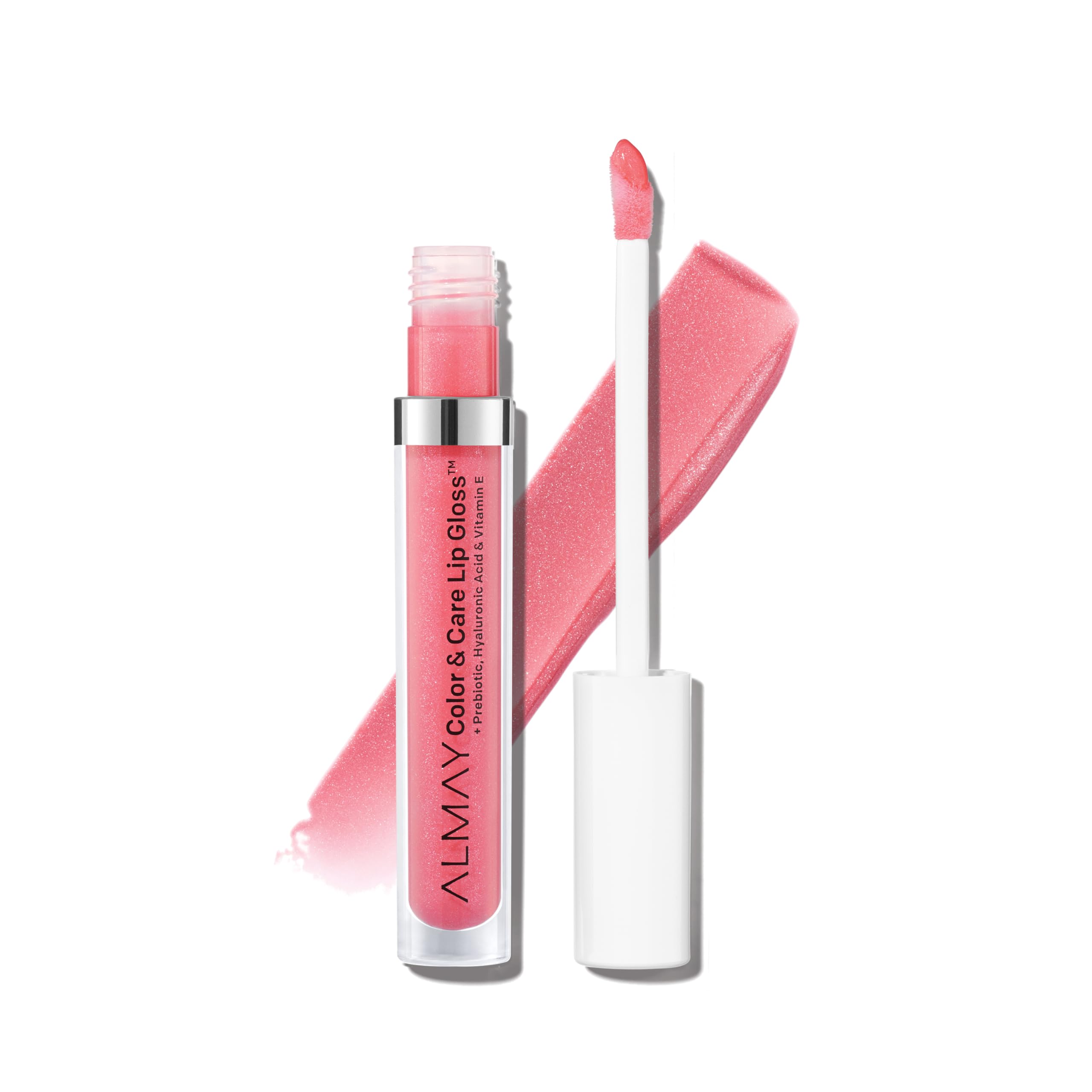 Almay Hydrating Lip Gloss, Soft Natural Colors, Prebiotic Complex, Hyaluronic Filling-Sphere Technology, 100 Pink Twilight, 0.1