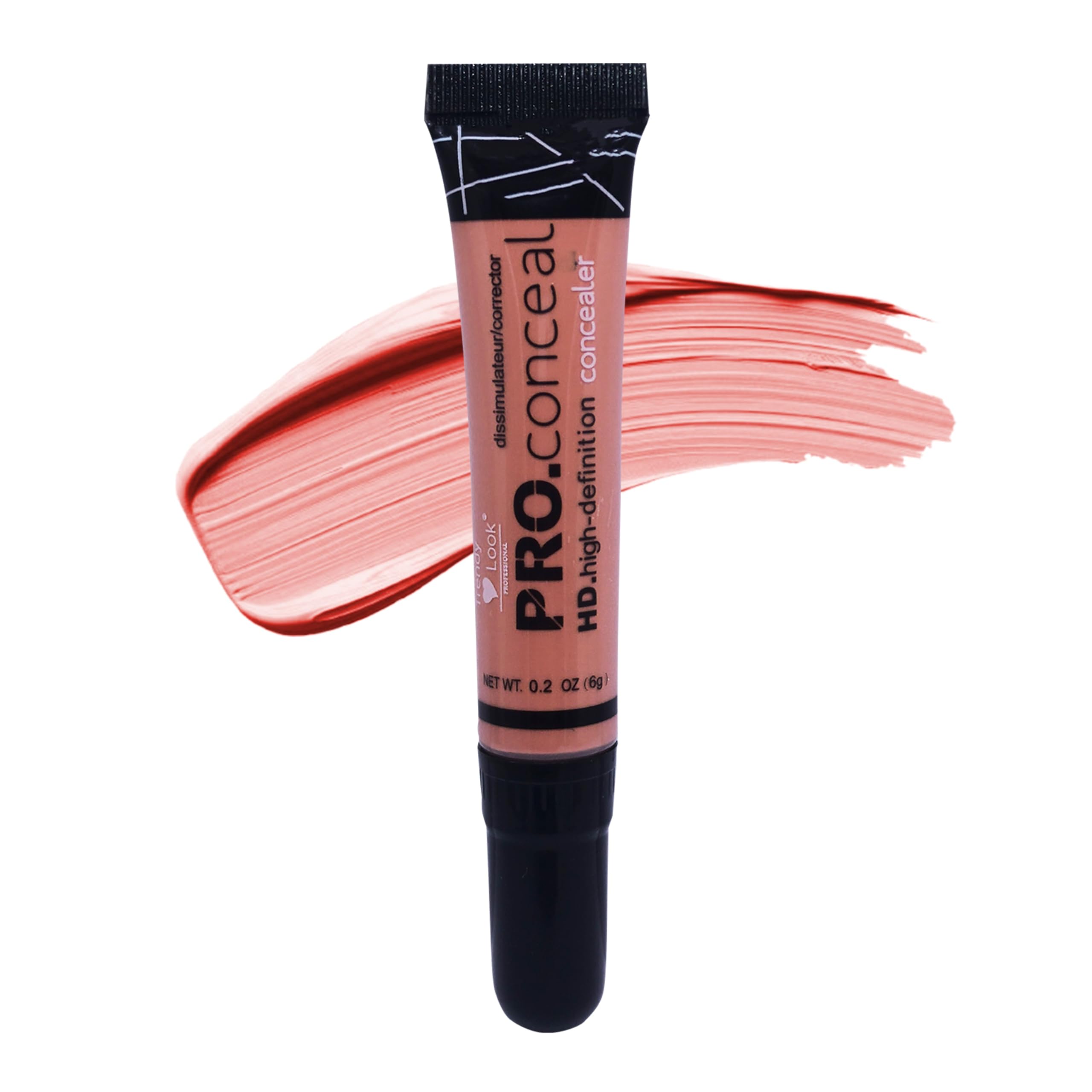Trendy Look Pro.Conceal Hd HighDefinition Concealer, Liquid, Natural/Matte Finish, Buildable Coverage, All Skin Types, 6G (Pink