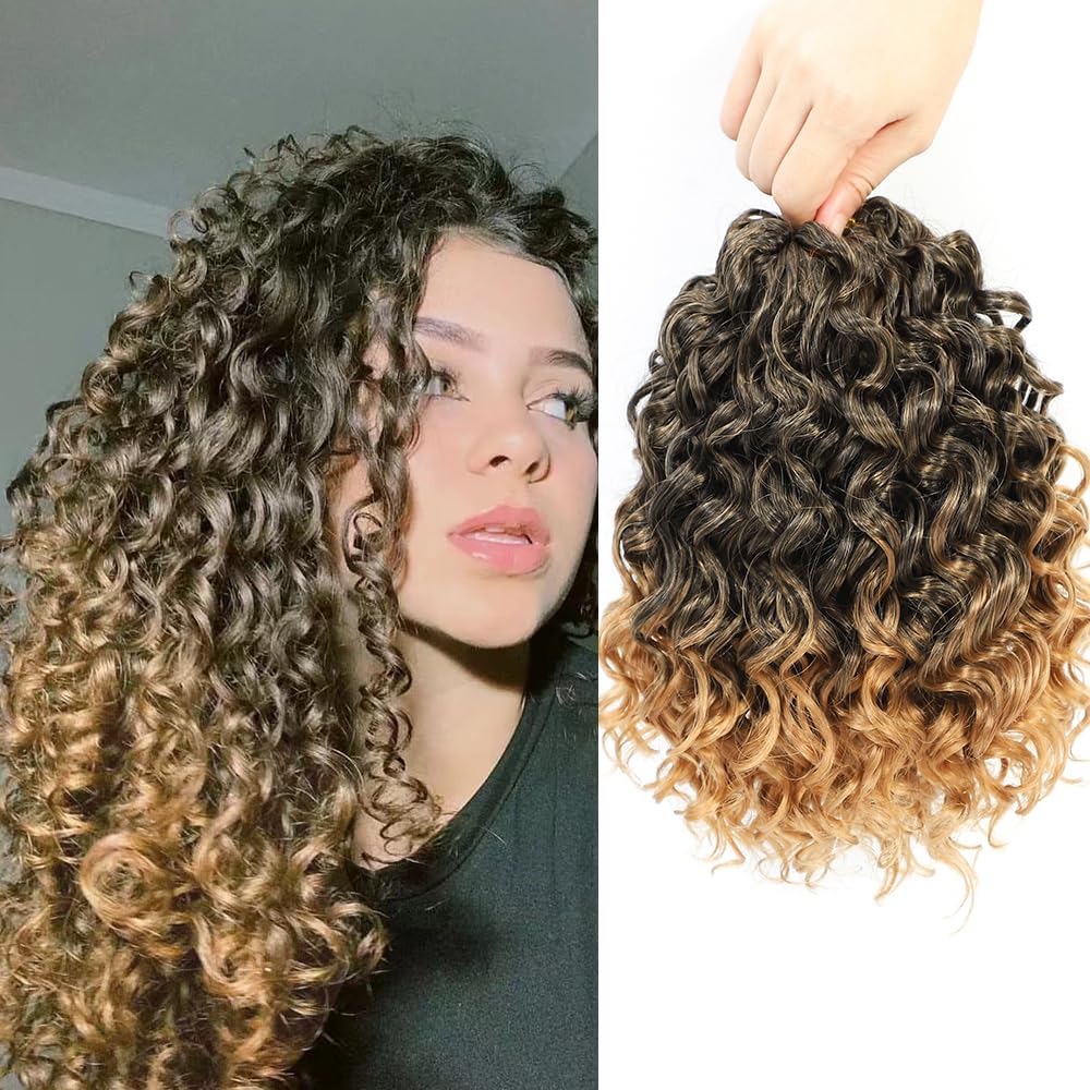 Gogo Curl Crochet Hair 10 Inch Short Curly Crochet Hair For Black Women Beach Curl Water Wave Curly Crochet Braids Hair, Deep Wa
