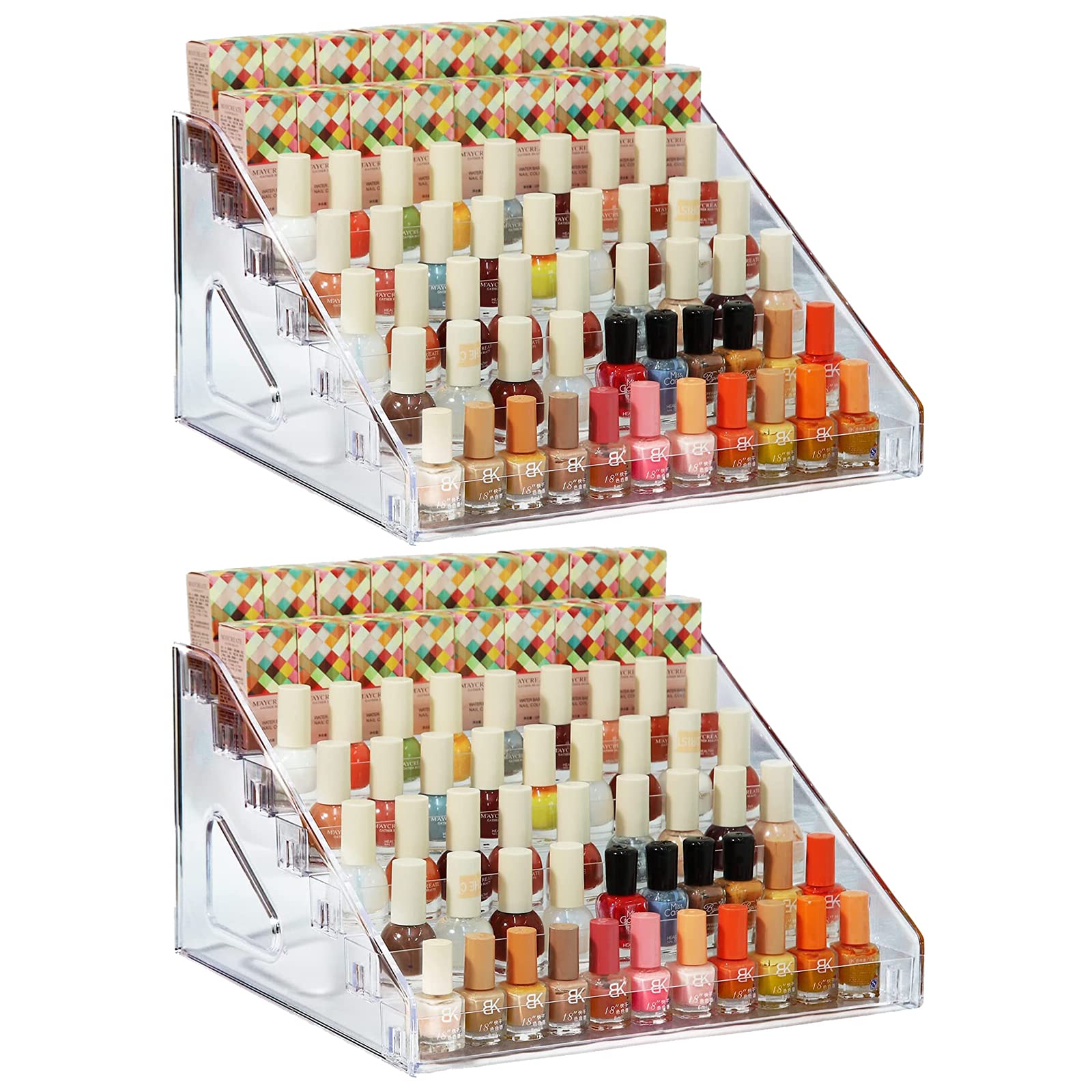 YIEZI Nail Polish Organizer 84 Bottles of 7 Layers Sunglass Organizer Acrylic Display Rack Eyeglasses Storage Essential Oils Hol