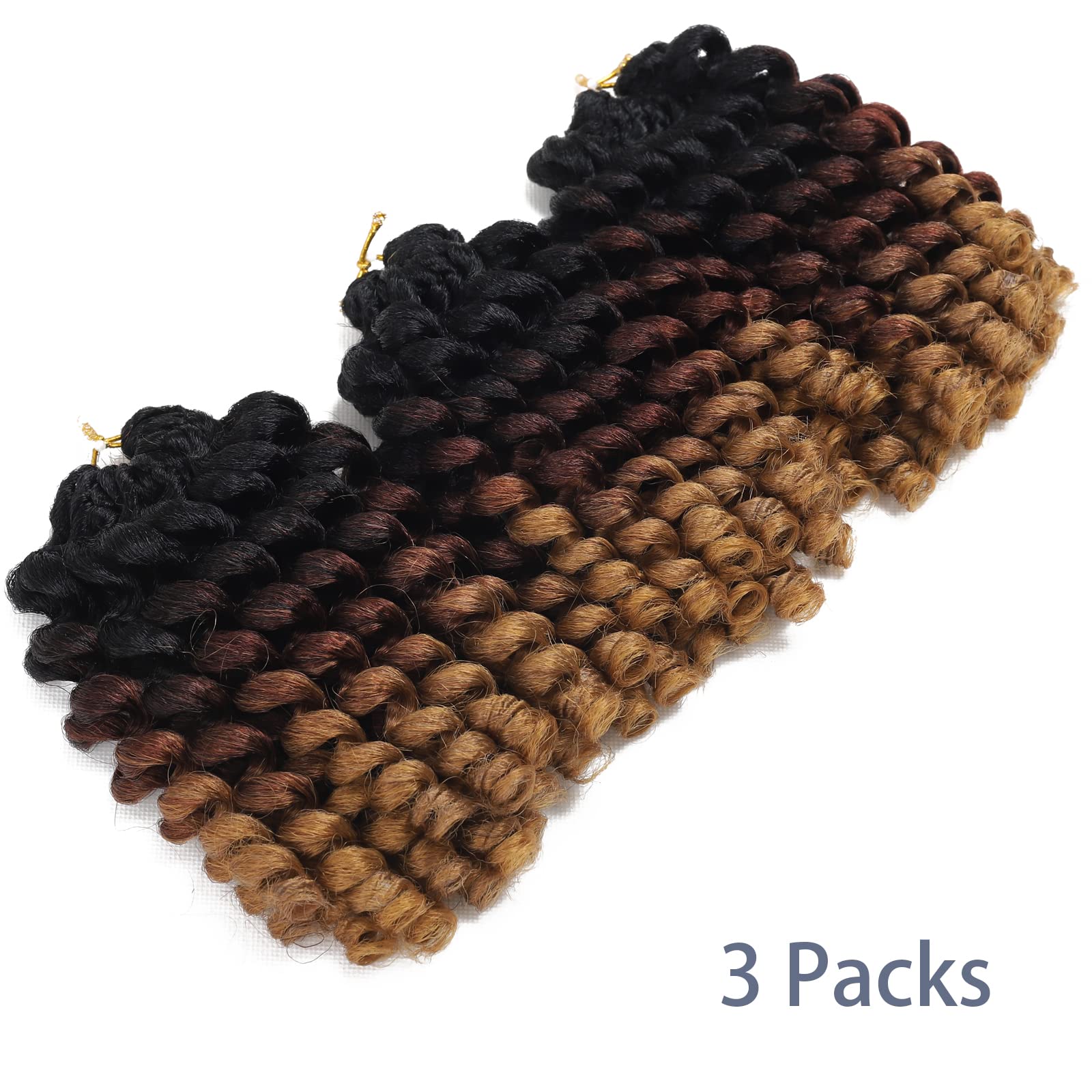 Jamaican Bounce crochet Hair Extensions 8 inch Ringlet Wand curl crochet Hair 3 Tone Blonde Brown Ombre curly crochet Braids 1B